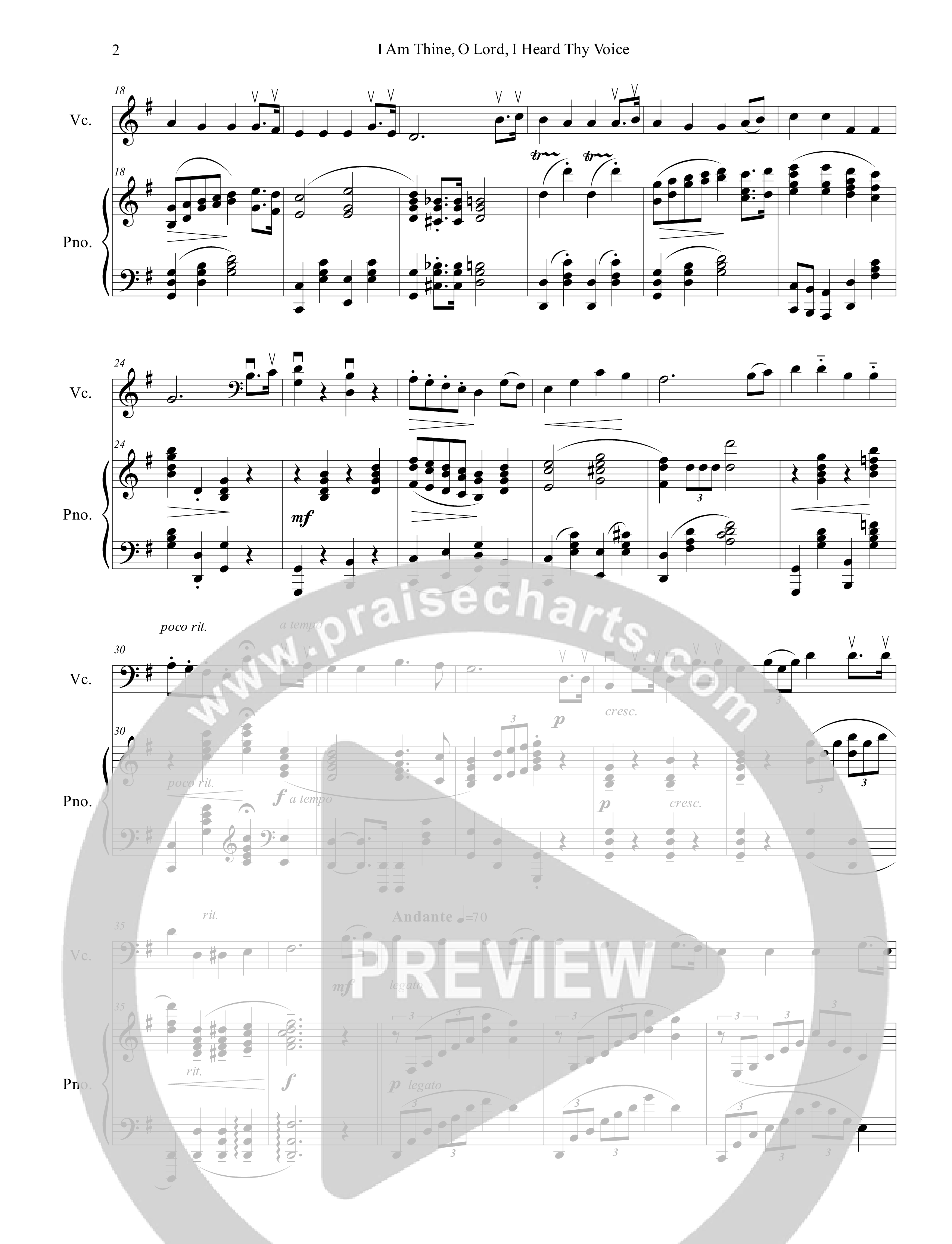 I Am Thine O Lord I Heard Thy Voice (Instrumental) Cello/Piano (Ezria)