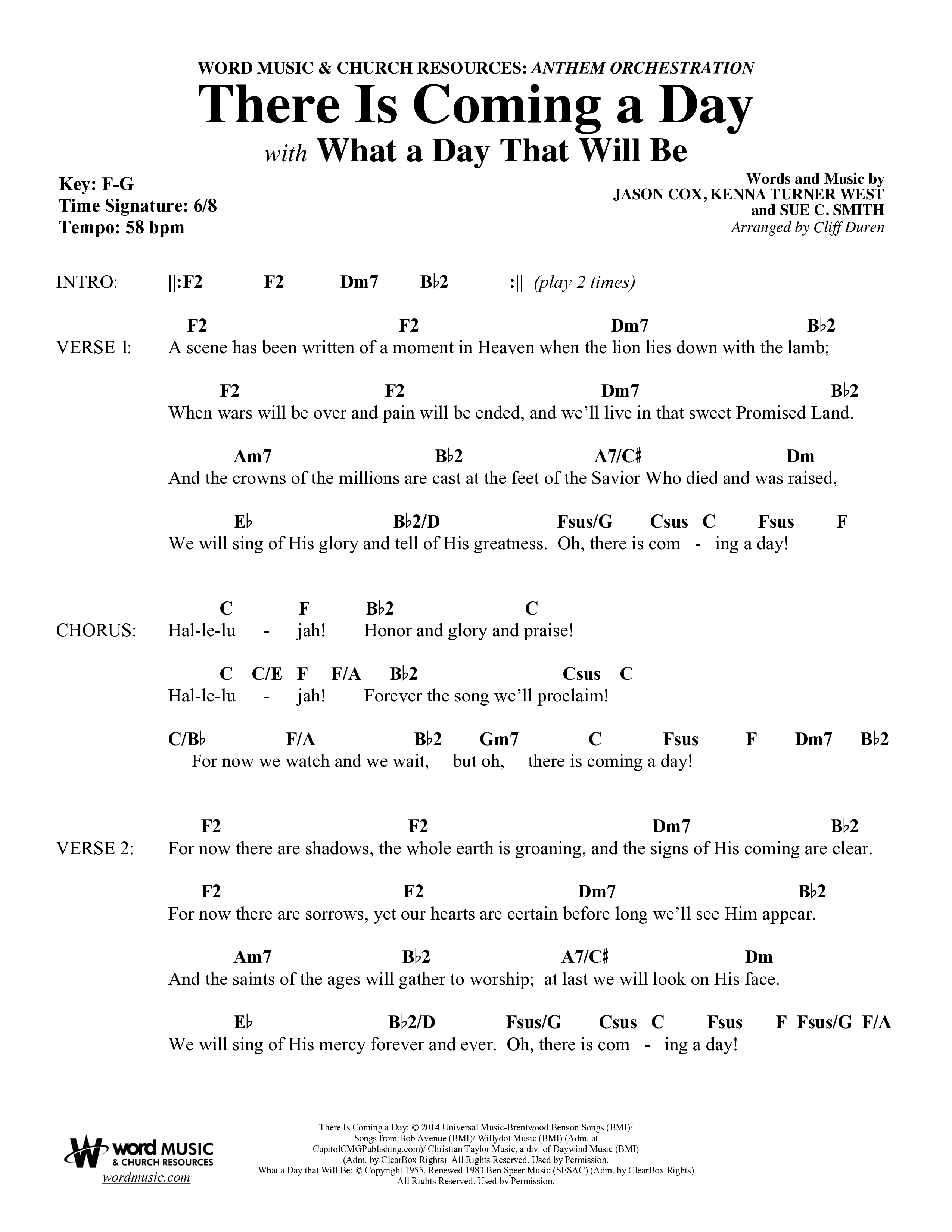 There Is Coming A Day (with What A Day That Shall Be) (Choral Anthem SATB) Chords & Lead Sheet (Word Music Choral / Arr. Cliff Duren)