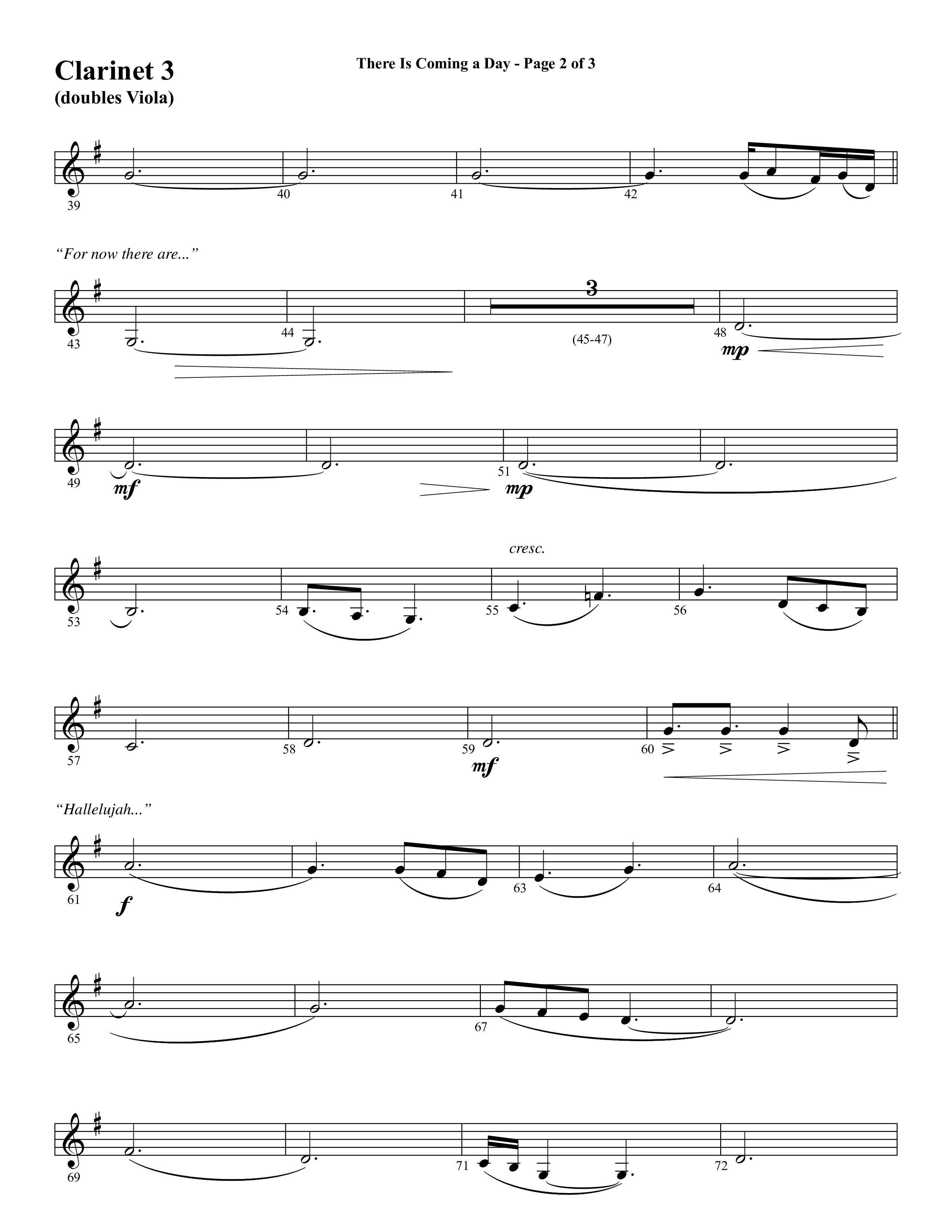 There Is Coming A Day (with What A Day That Shall Be) (Choral Anthem SATB) Clarinet 3 (Word Music Choral / Arr. Cliff Duren)