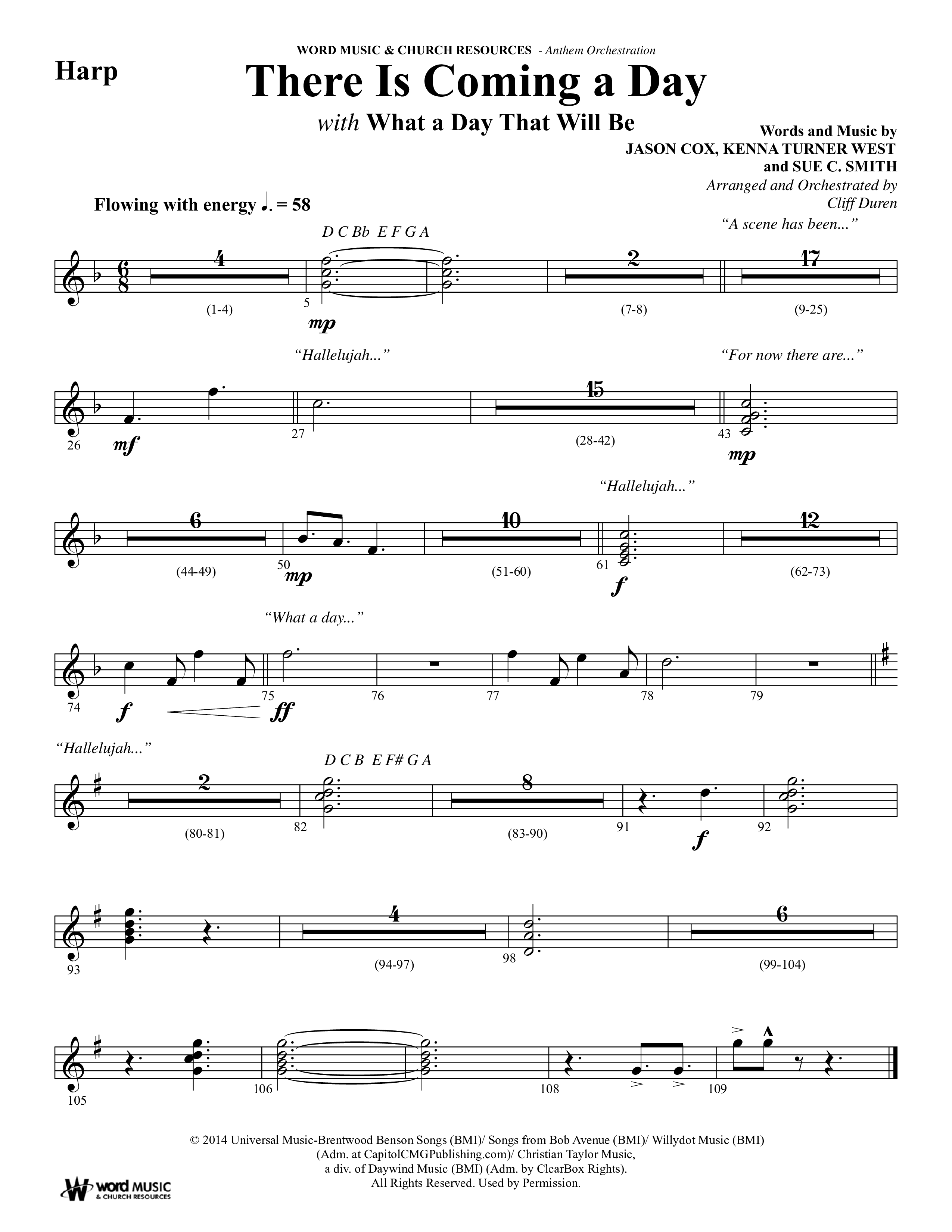 There Is Coming A Day (with What A Day That Shall Be) (Choral Anthem SATB) Harp (Word Music Choral / Arr. Cliff Duren)