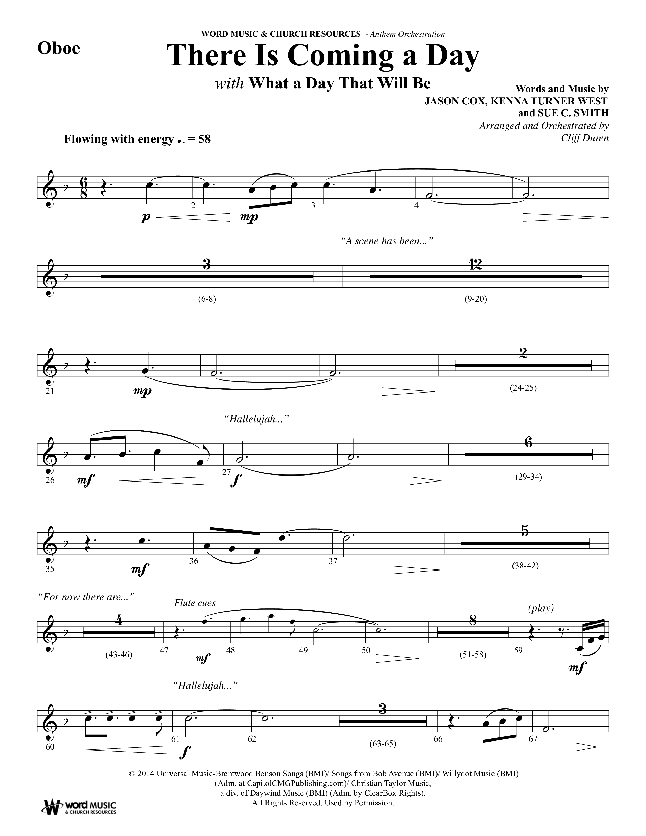 There Is Coming A Day (with What A Day That Shall Be) (Choral Anthem SATB) Oboe (Word Music Choral / Arr. Cliff Duren)