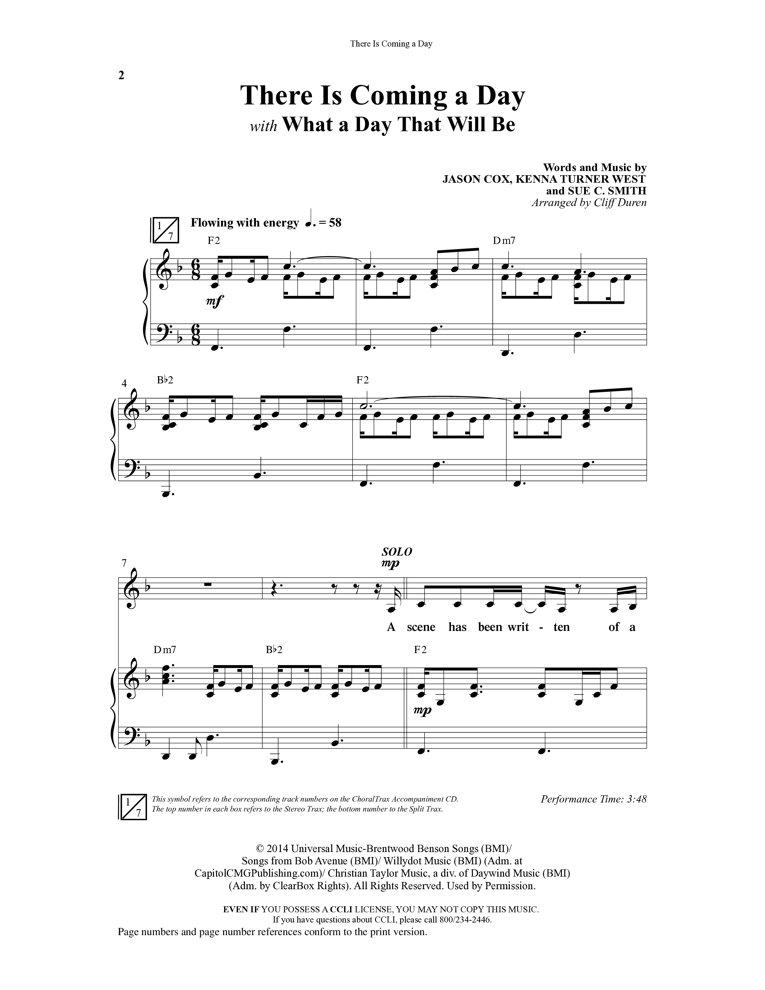 There Is Coming A Day (with What A Day That Shall Be) (Choral Anthem SATB) Anthem (SATB/Piano) (Word Music Choral / Arr. Cliff Duren)
