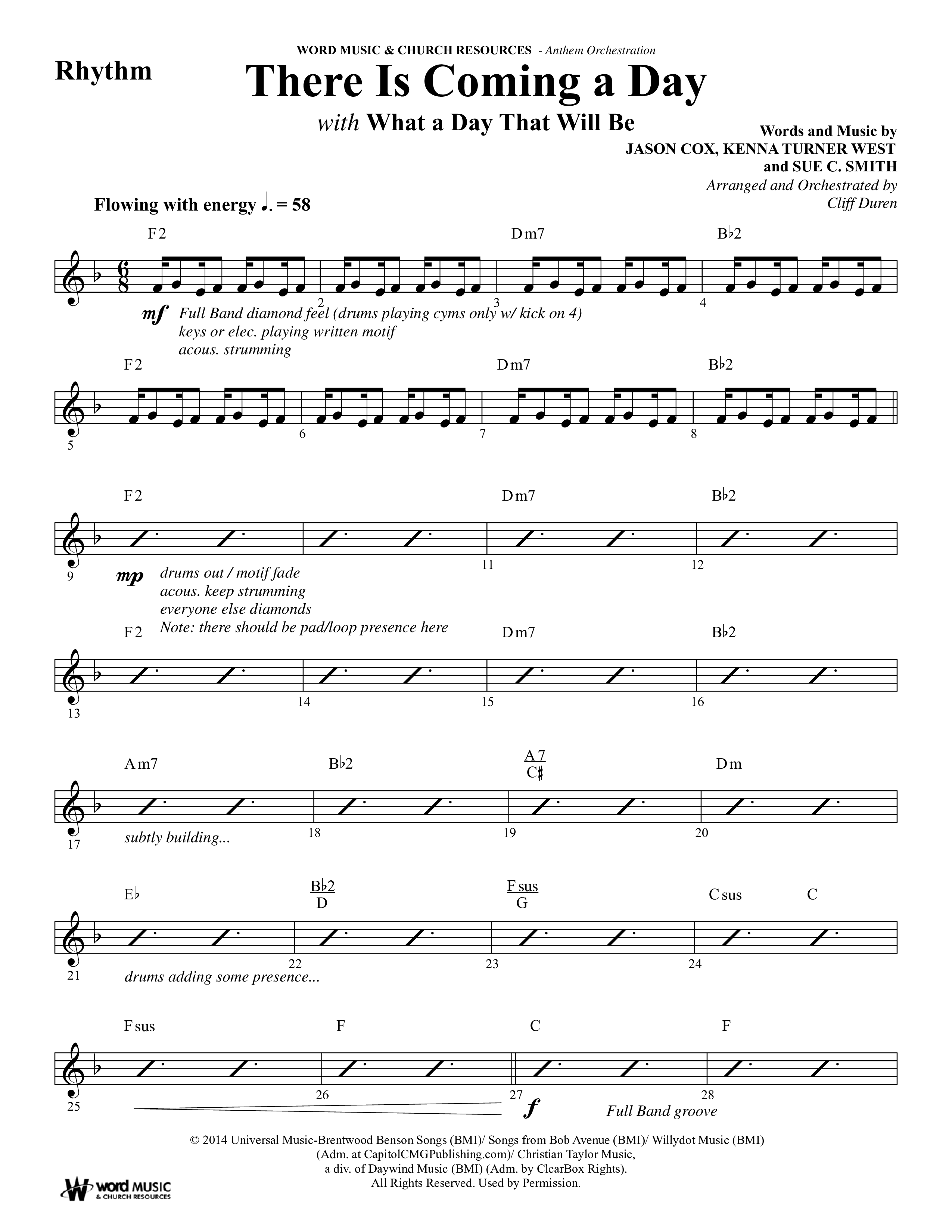 There Is Coming A Day (with What A Day That Shall Be) (Choral Anthem SATB) Rhythm Chart (Word Music Choral / Arr. Cliff Duren)