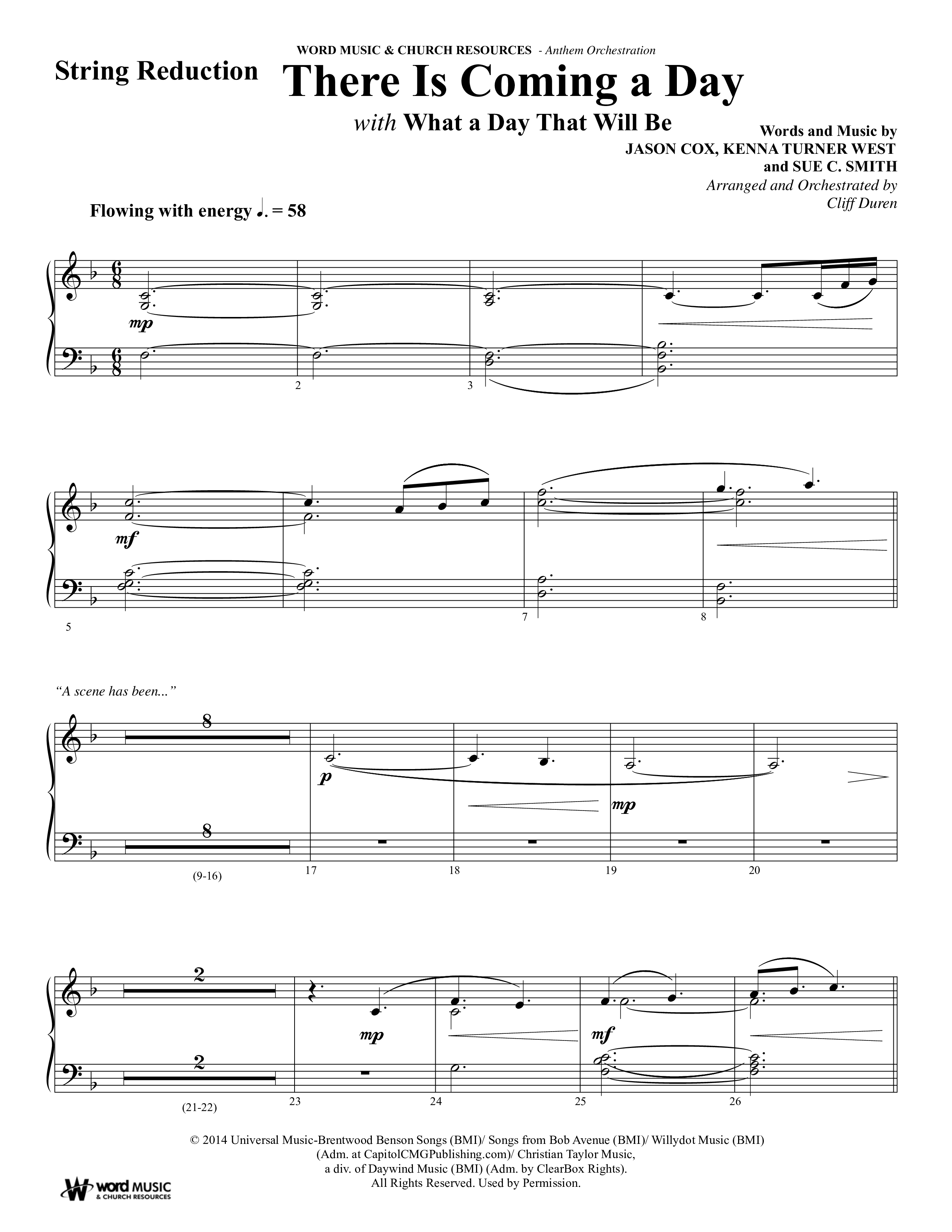 There Is Coming A Day (with What A Day That Shall Be) (Choral Anthem SATB) String Reduction (Word Music Choral / Arr. Cliff Duren)