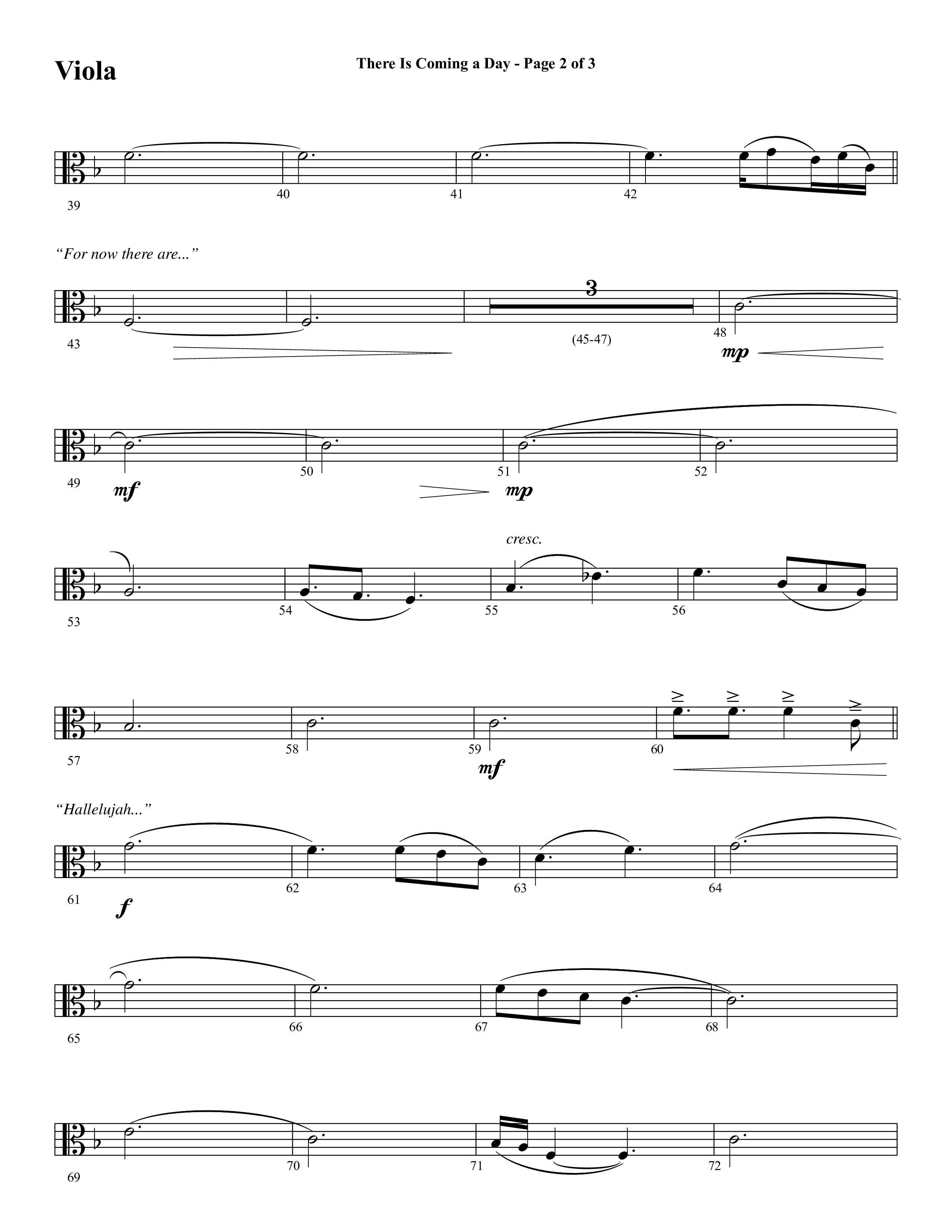 There Is Coming A Day (with What A Day That Shall Be) (Choral Anthem SATB) Viola (Word Music Choral / Arr. Cliff Duren)