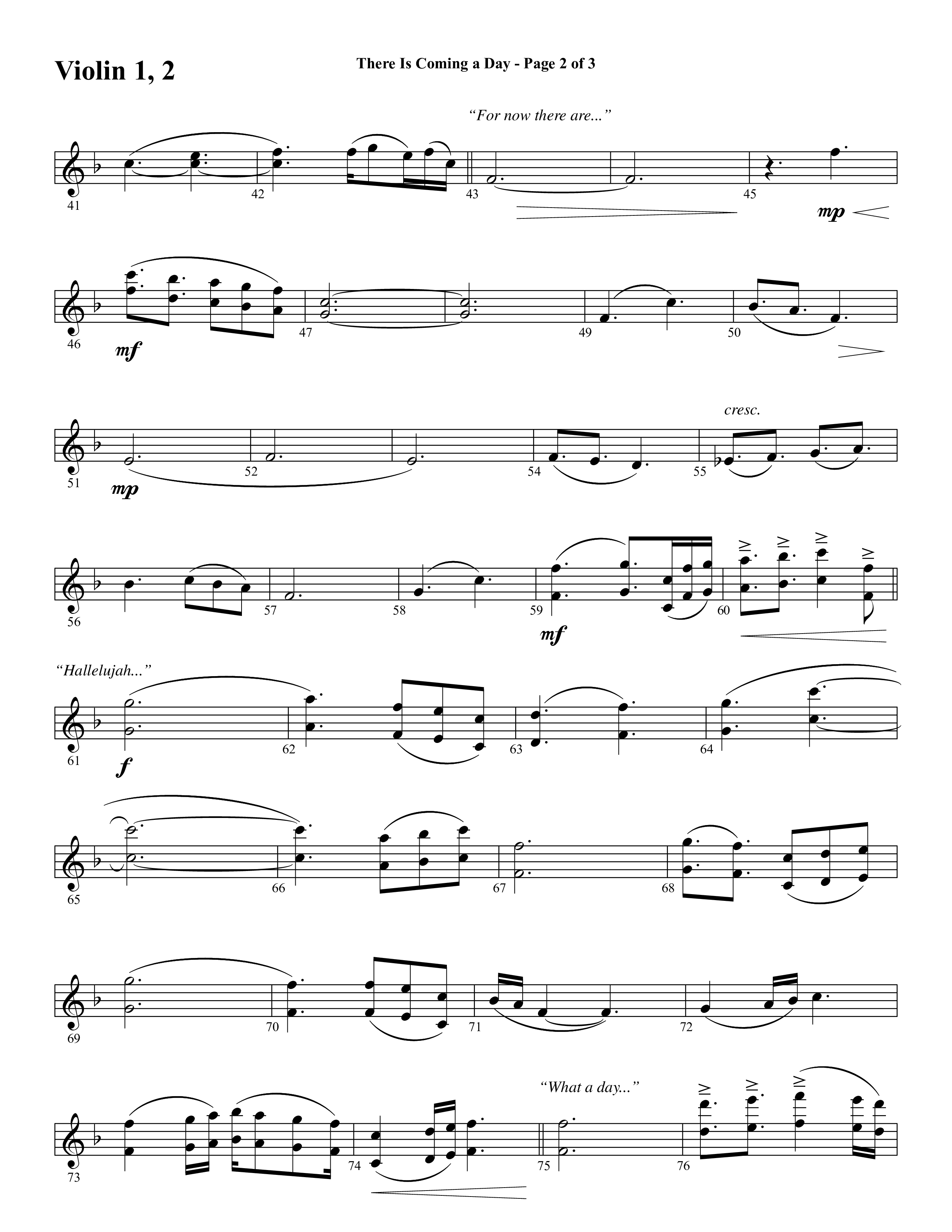 There Is Coming A Day (with What A Day That Shall Be) (Choral Anthem SATB) Violin 1/2 (Word Music Choral / Arr. Cliff Duren)