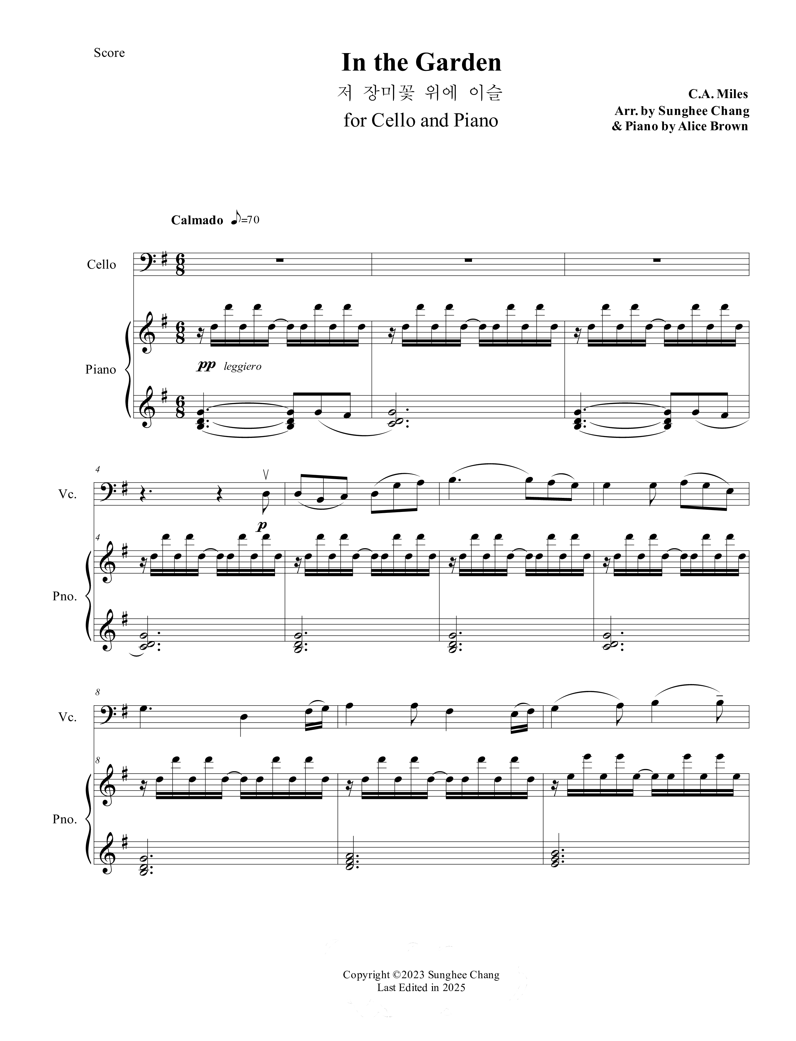 In The Garden (Instrumental) Cello/Piano (Ezria)