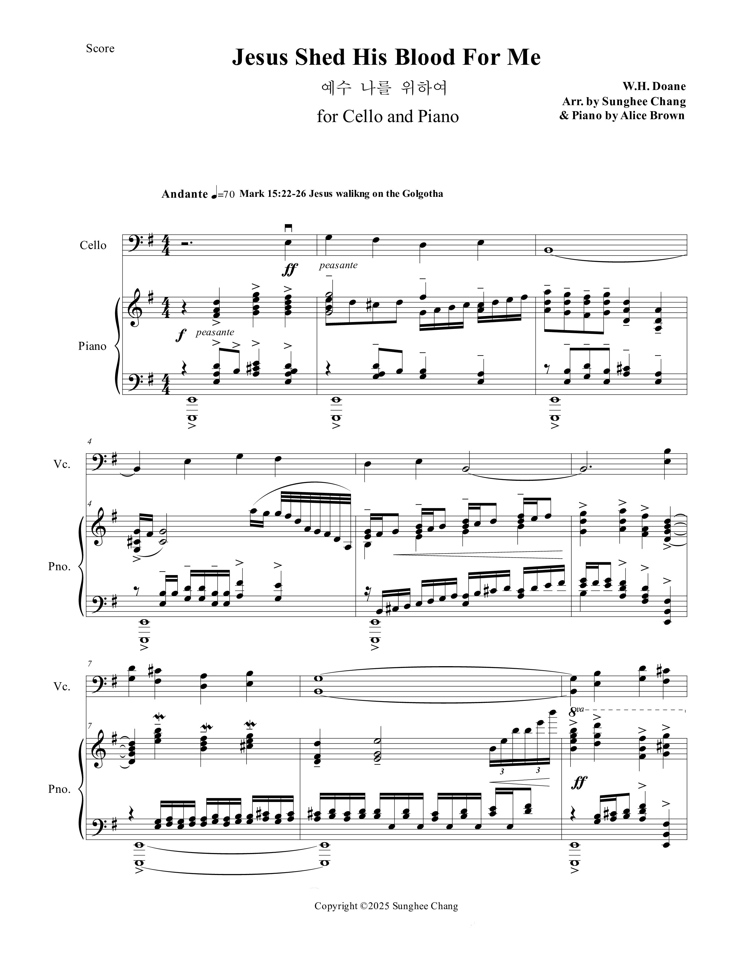 Jesus Shed His Blood For Me (Instrumental) Cello/Piano (Ezria)