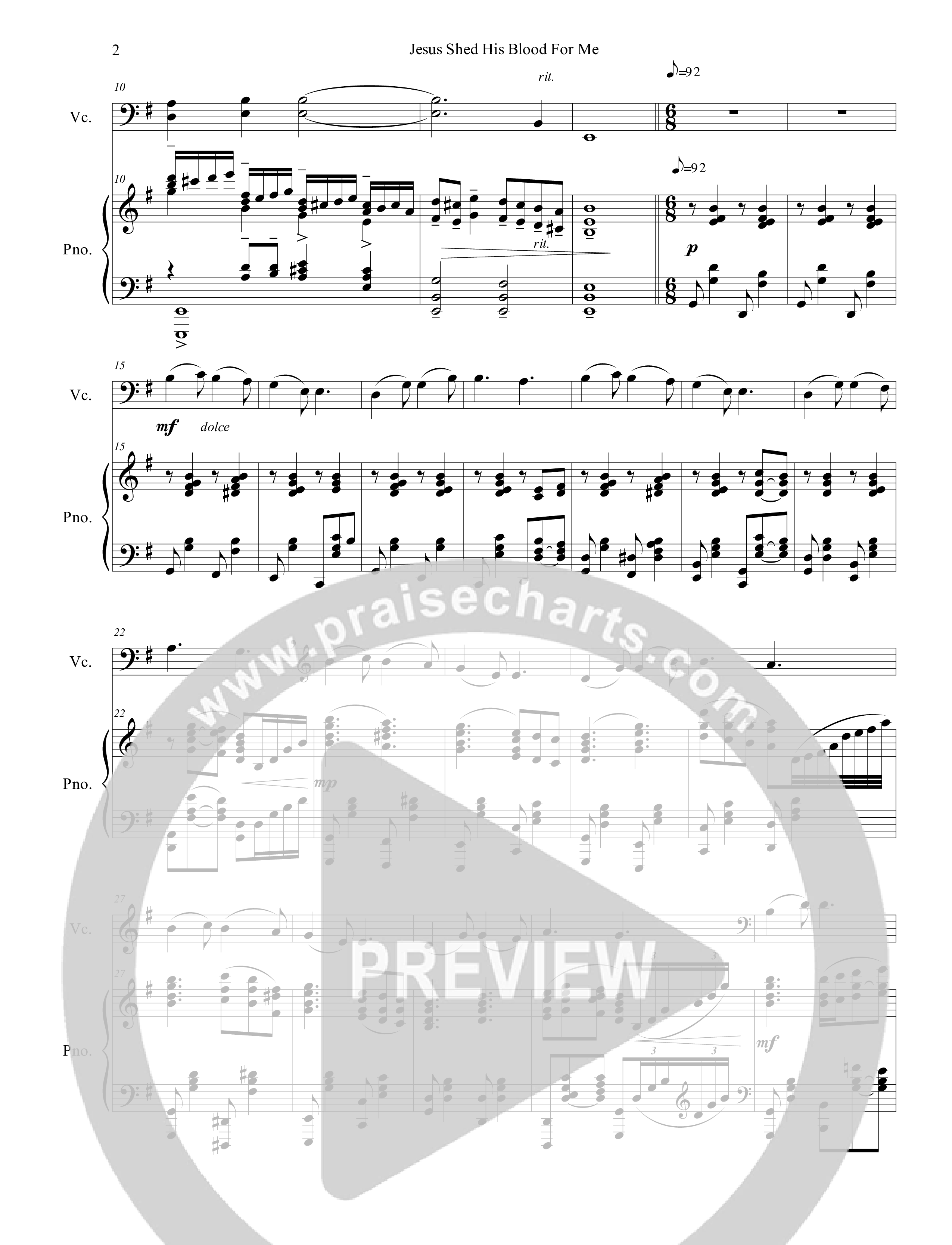 Jesus Shed His Blood For Me (Instrumental) Cello/Piano (Ezria)