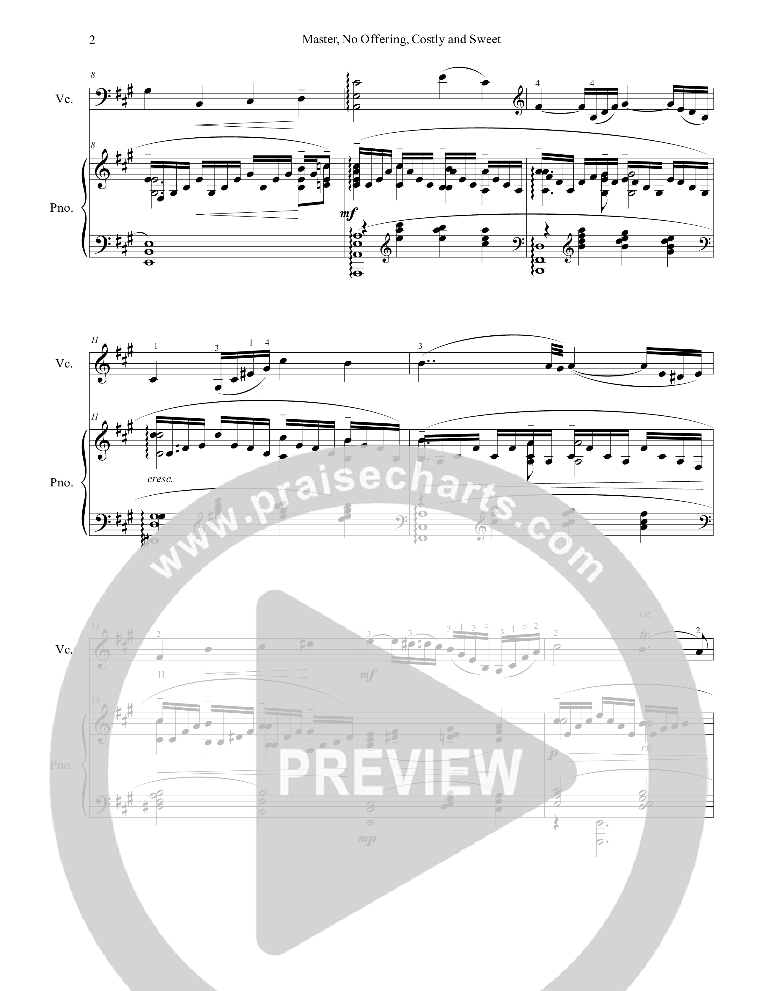 Master No Offering Costly And Sweet (Instrumental) Cello/Piano (Ezria)