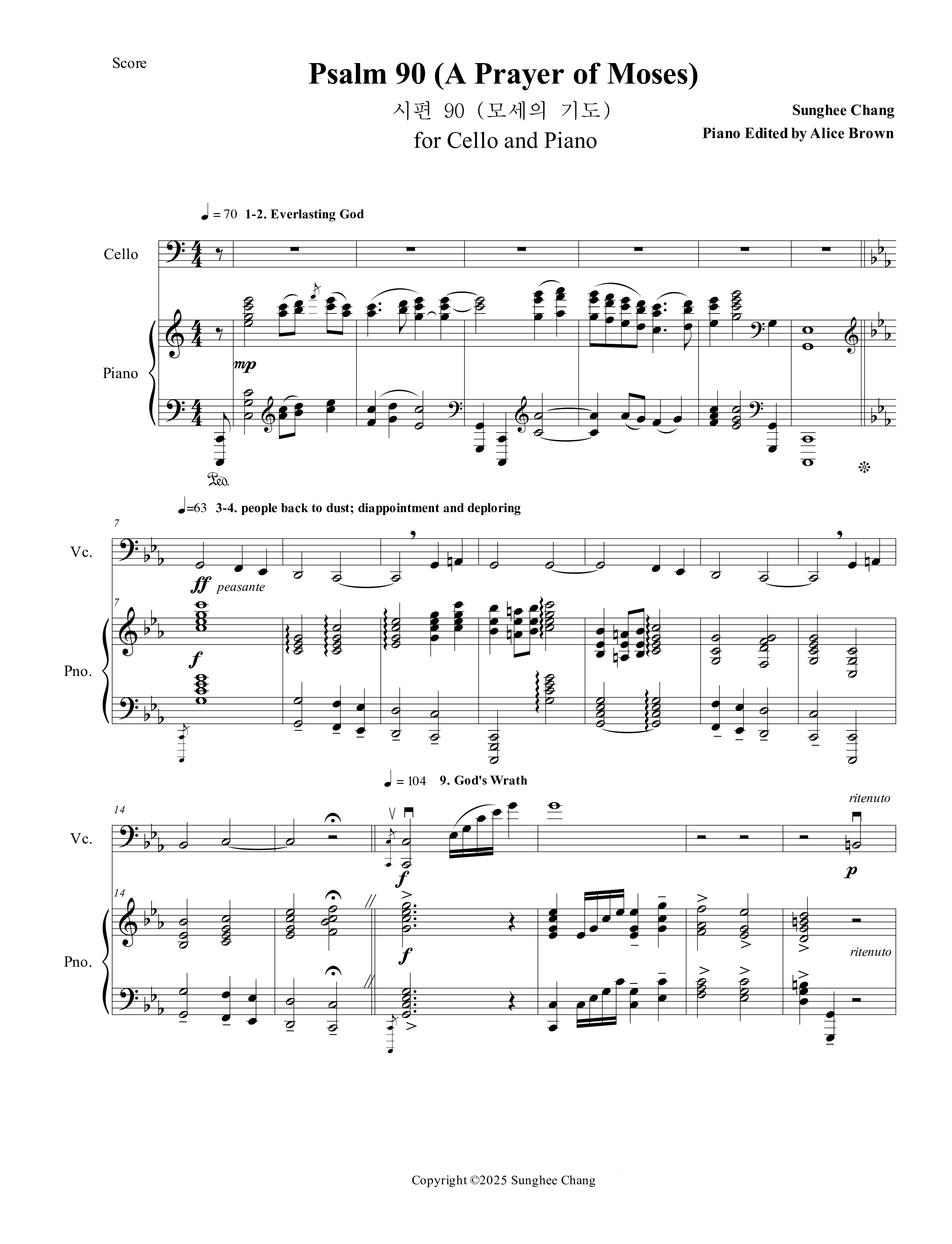 Psalm 90 (A Prayer Of Moses) (Instrumental) Cello/Piano (Ezria)