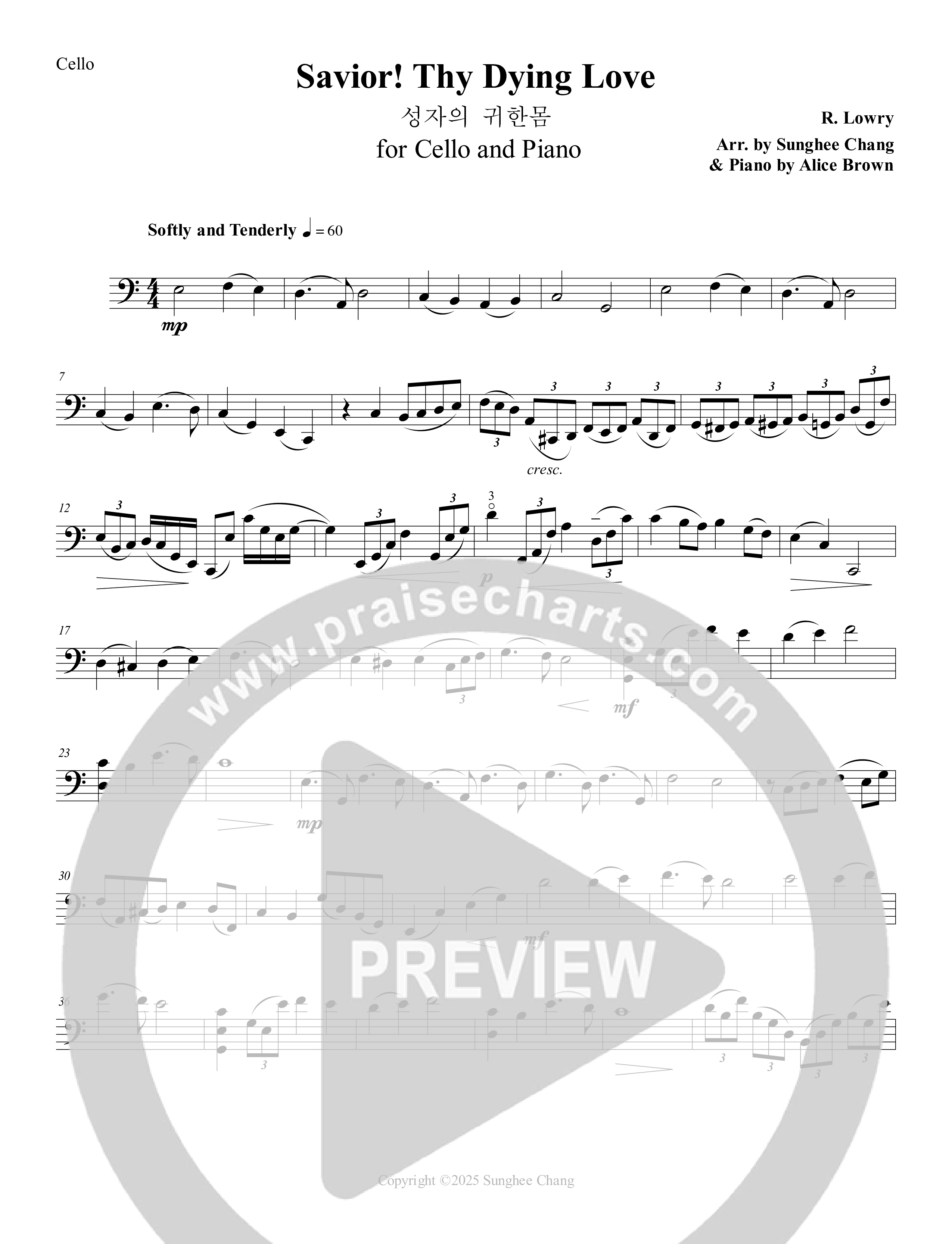 Savior Thy Dying Love (Instrumental) Cello (Ezria)