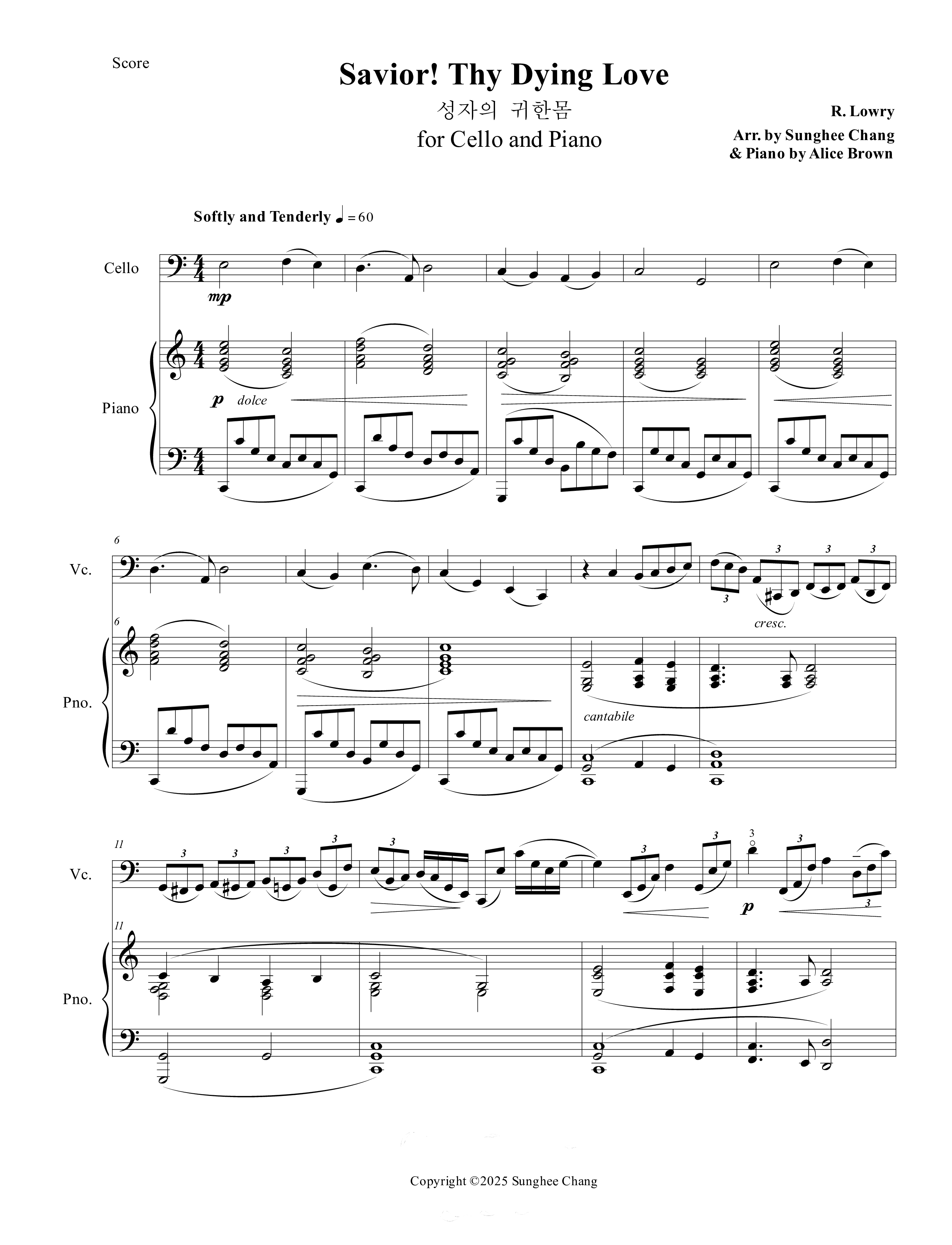 Savior Thy Dying Love (Instrumental) Cello/Piano (Ezria)