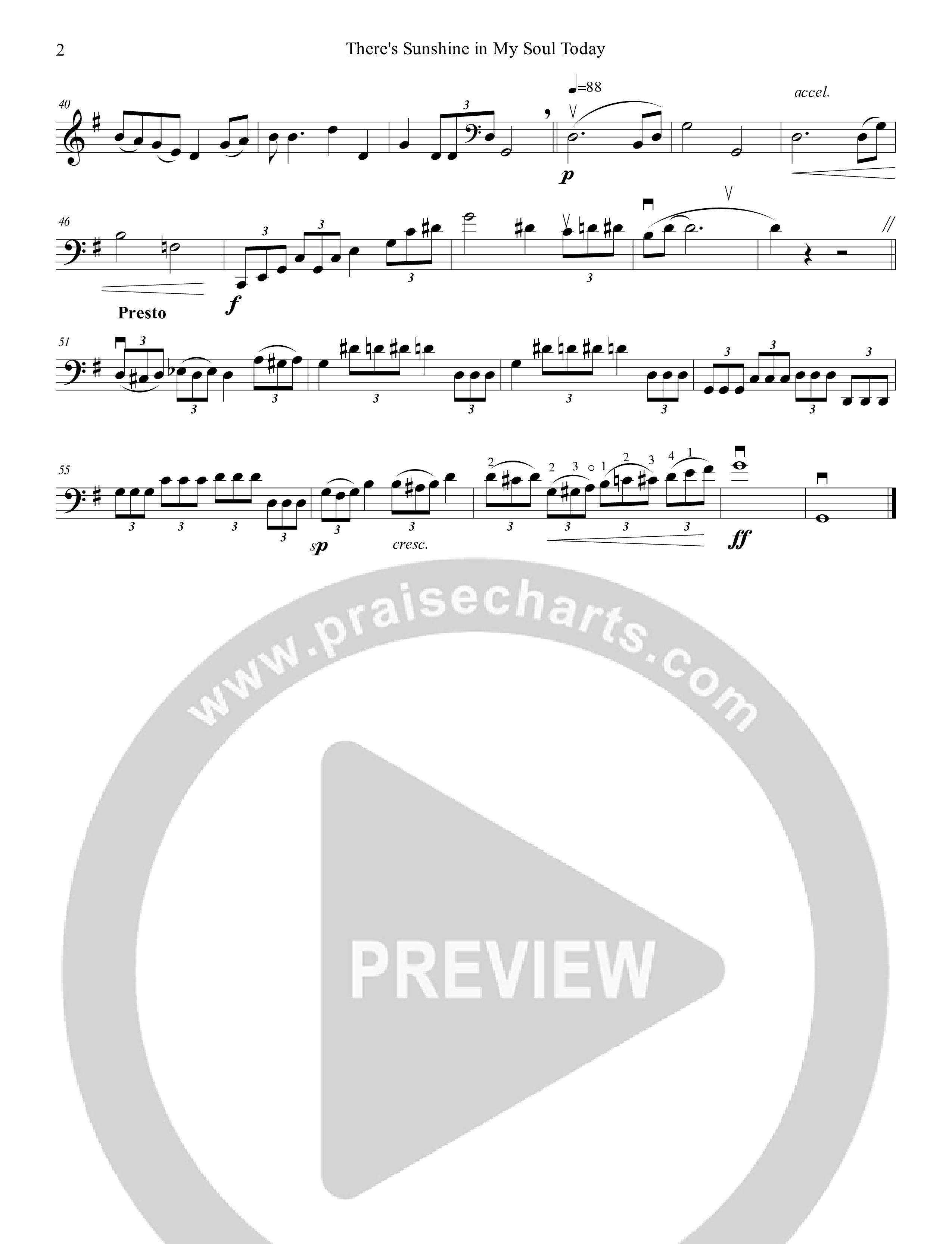 There's Sunshine In My Soul Today (Instrumental) Cello (Ezria)