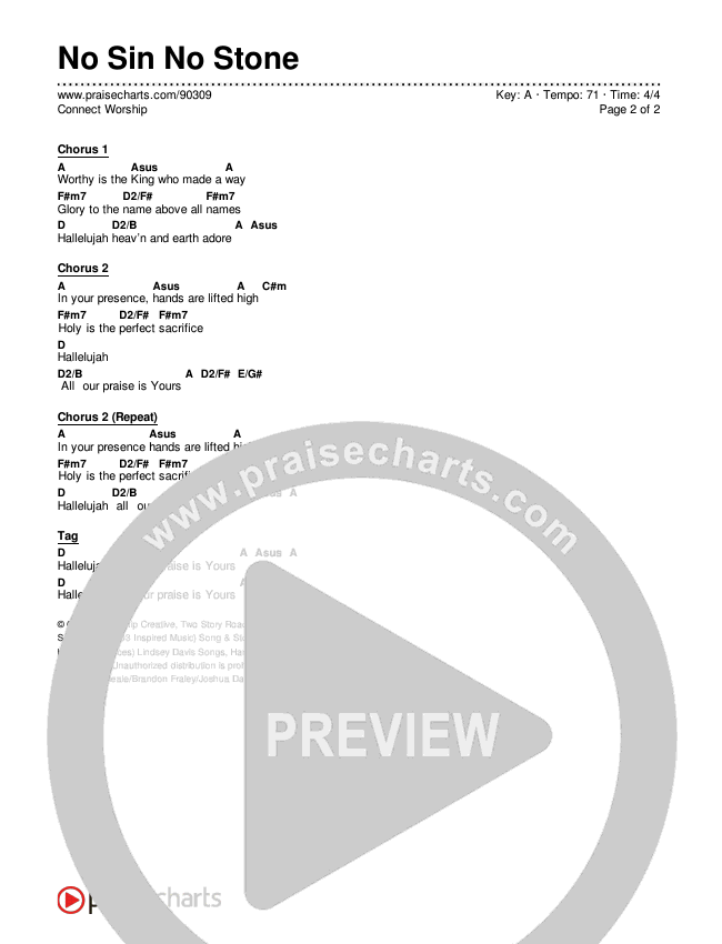 No Sin No Stone Chord Chart (Connect Worship)