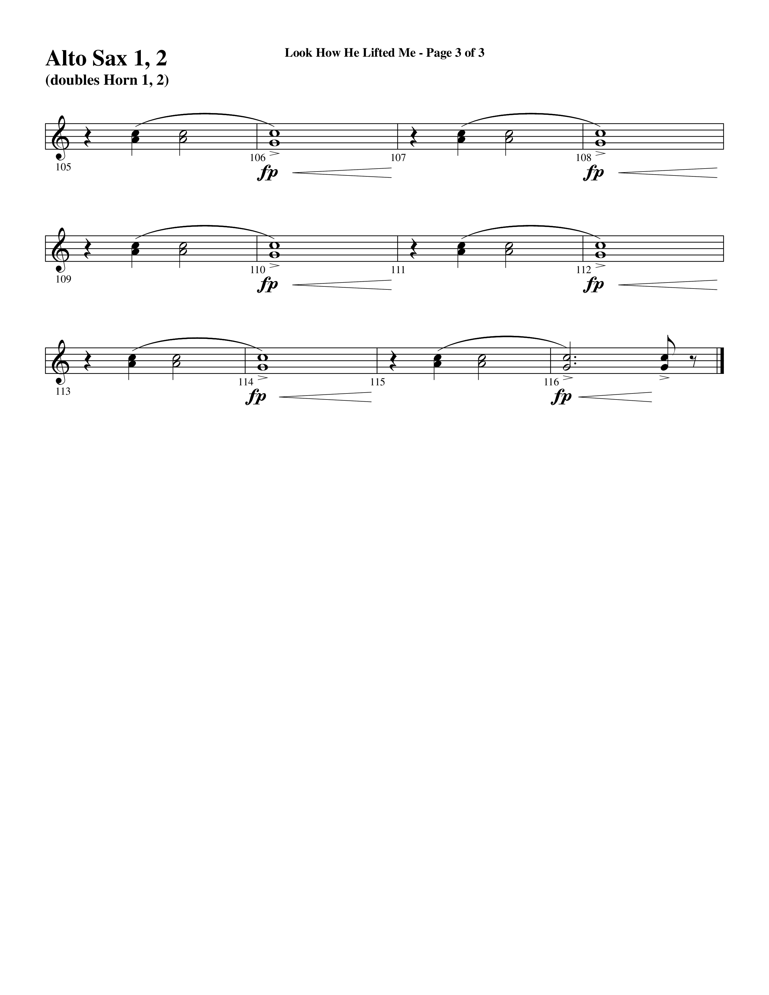 Look How He Lifted Me (with Love Lifted Me) (Choral Anthem SATB) Alto Sax 1/2 (Word Music Choral / Arr. Marty Hamby)