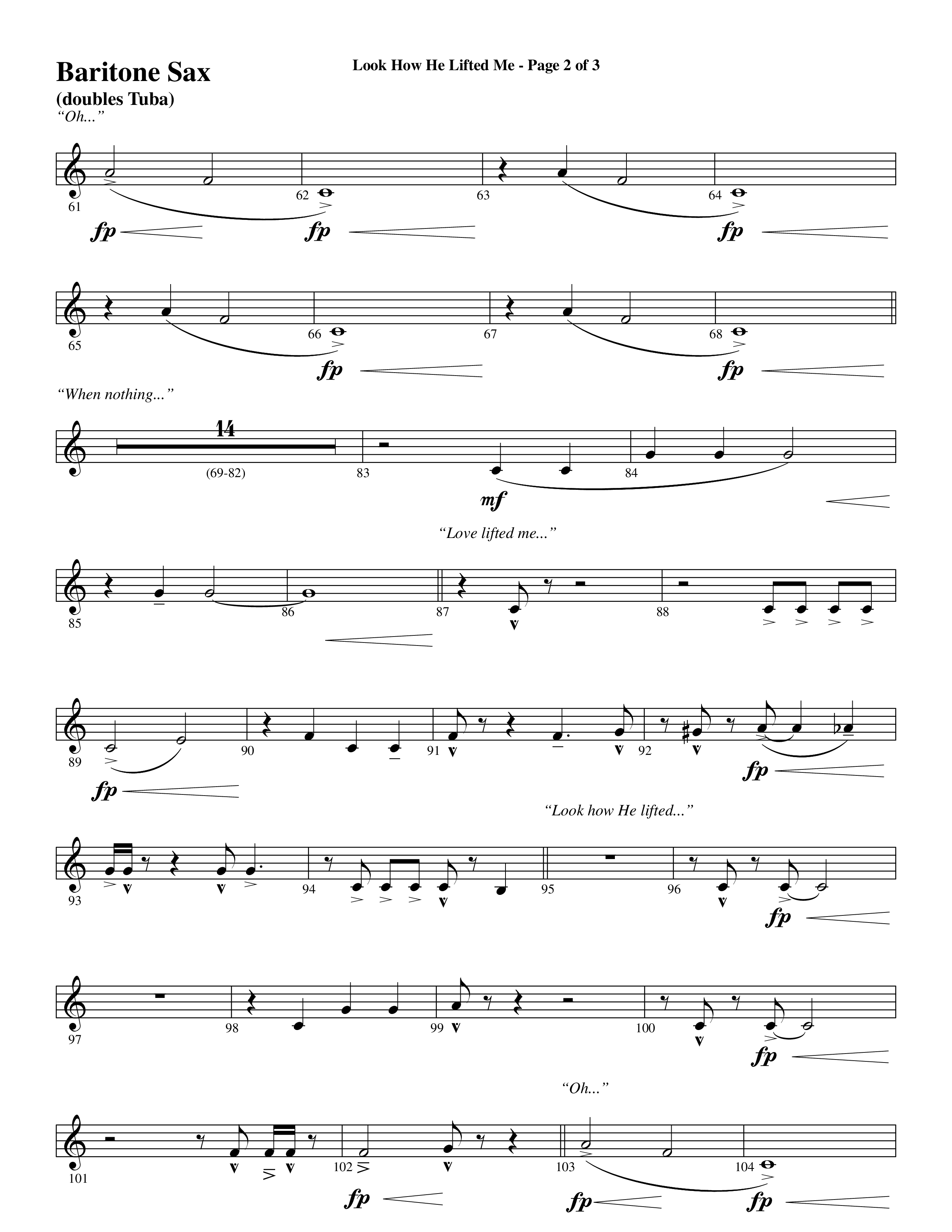 Look How He Lifted Me (with Love Lifted Me) (Choral Anthem SATB) Bari Sax (Word Music Choral / Arr. Marty Hamby)