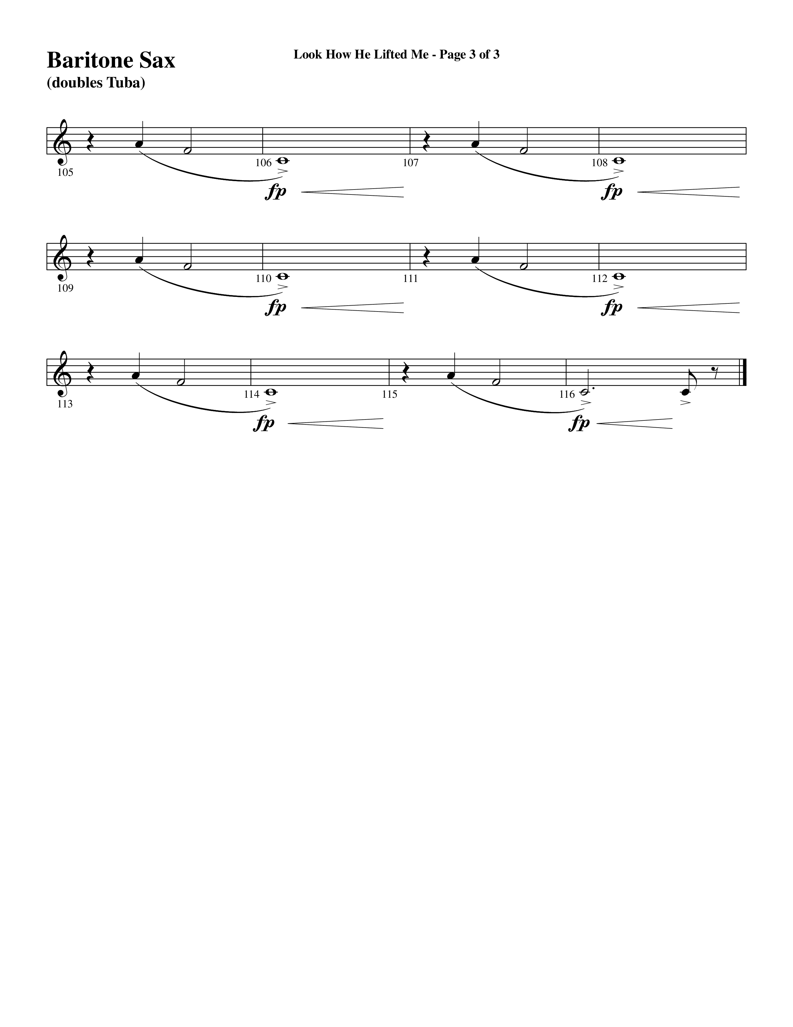 Look How He Lifted Me (with Love Lifted Me) (Choral Anthem SATB) Bari Sax (Word Music Choral / Arr. Marty Hamby)