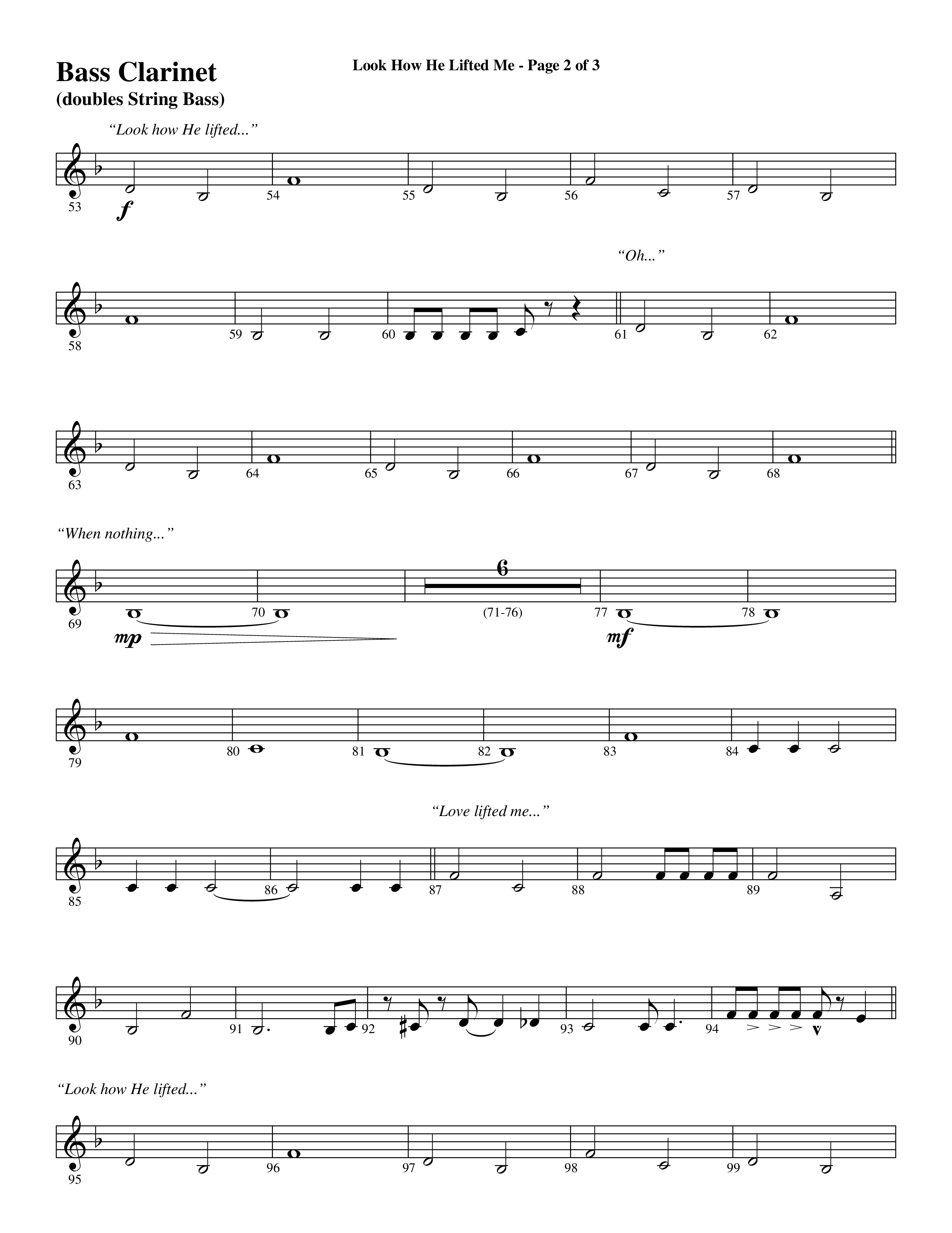 Look How He Lifted Me (with Love Lifted Me) (Choral Anthem SATB) Bass Clarinet (Word Music Choral / Arr. Marty Hamby)