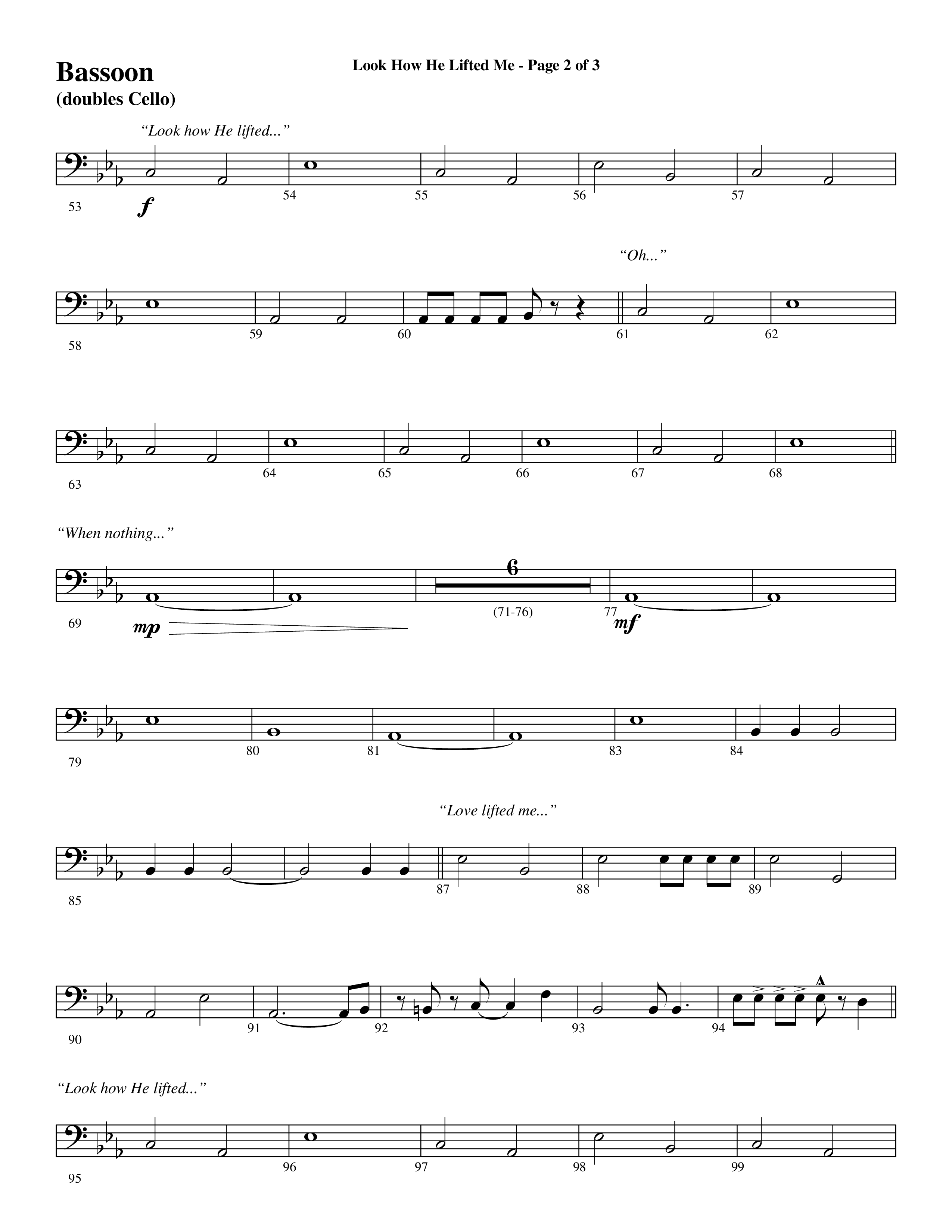 Look How He Lifted Me (with Love Lifted Me) (Choral Anthem SATB) Bassoon (Word Music Choral / Arr. Marty Hamby)