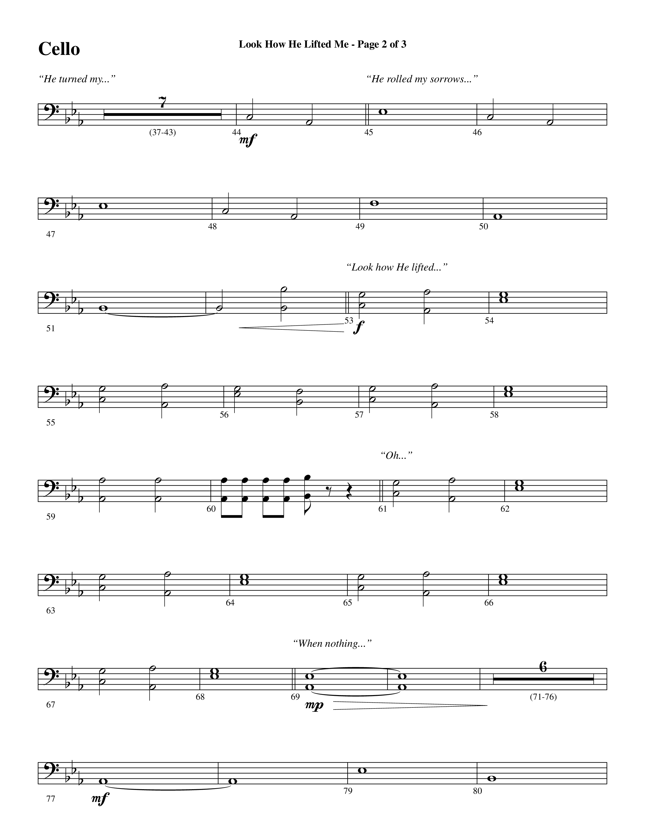 Look How He Lifted Me (with Love Lifted Me) (Choral Anthem SATB) Cello (Word Music Choral / Arr. Marty Hamby)
