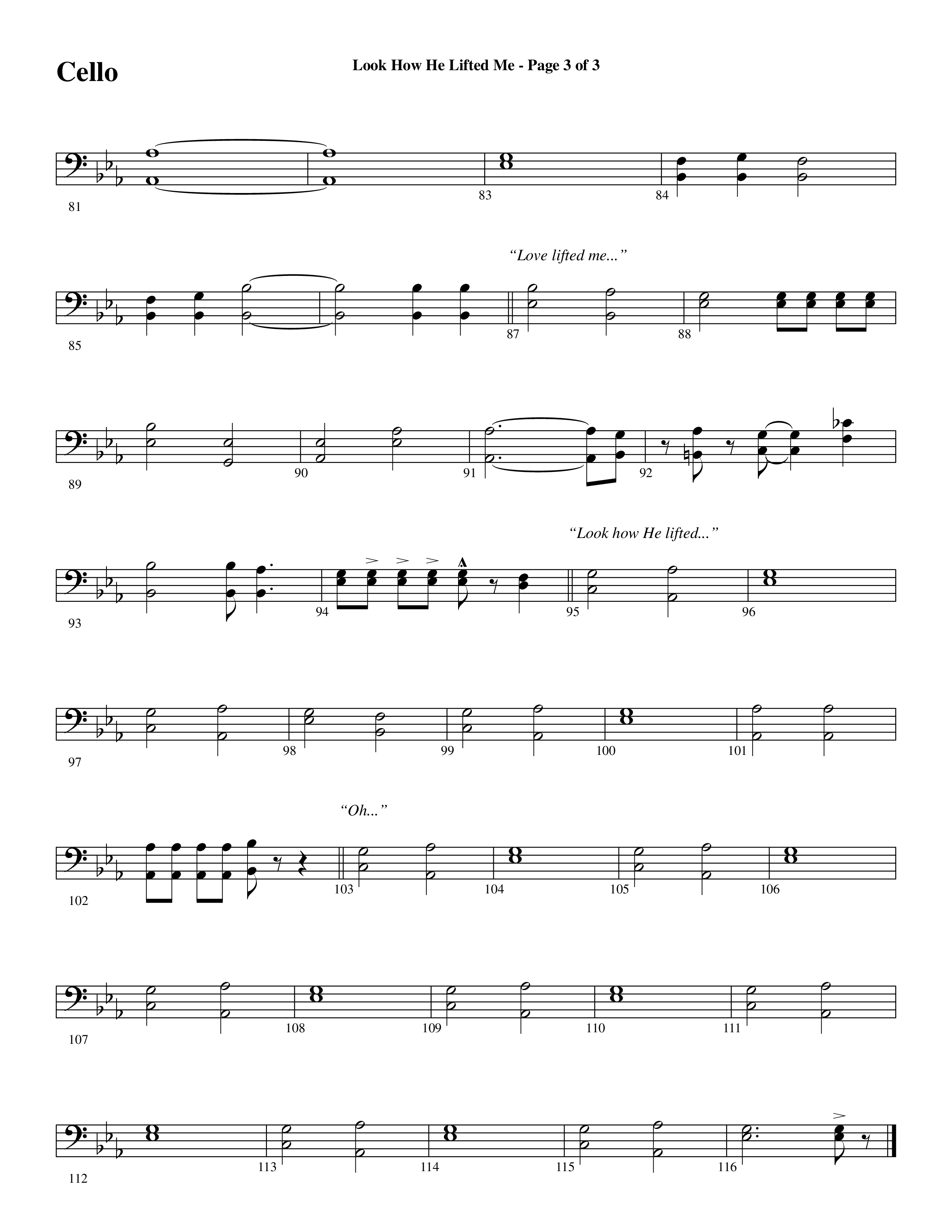 Look How He Lifted Me (with Love Lifted Me) (Choral Anthem SATB) Cello (Word Music Choral / Arr. Marty Hamby)