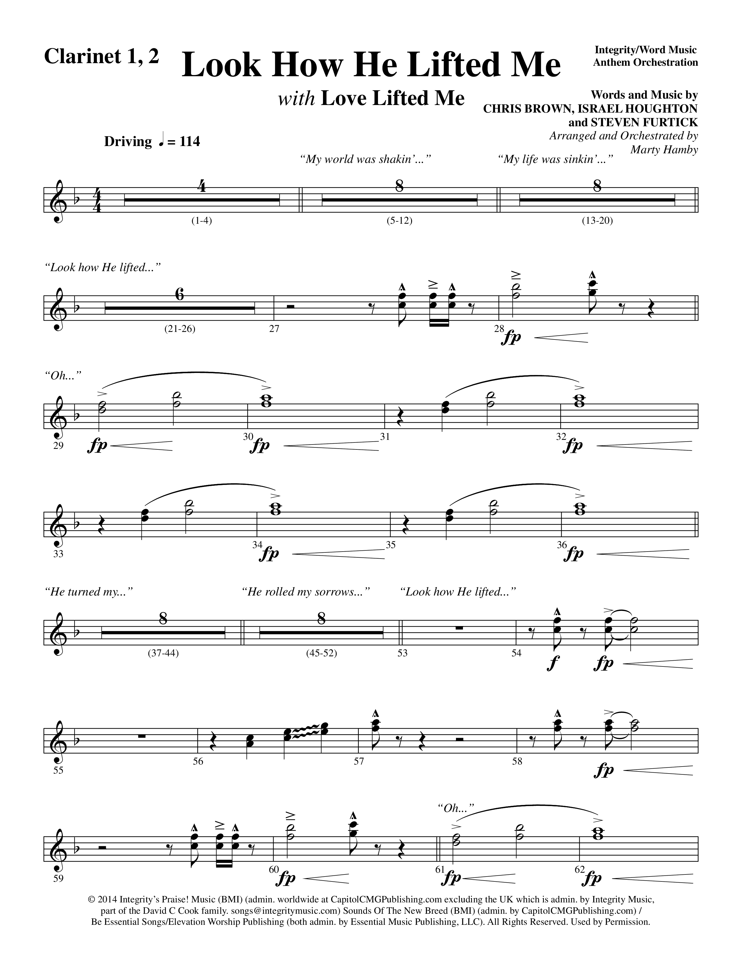 Look How He Lifted Me (with Love Lifted Me) (Choral Anthem SATB) Clarinet 1/2 (Word Music Choral / Arr. Marty Hamby)