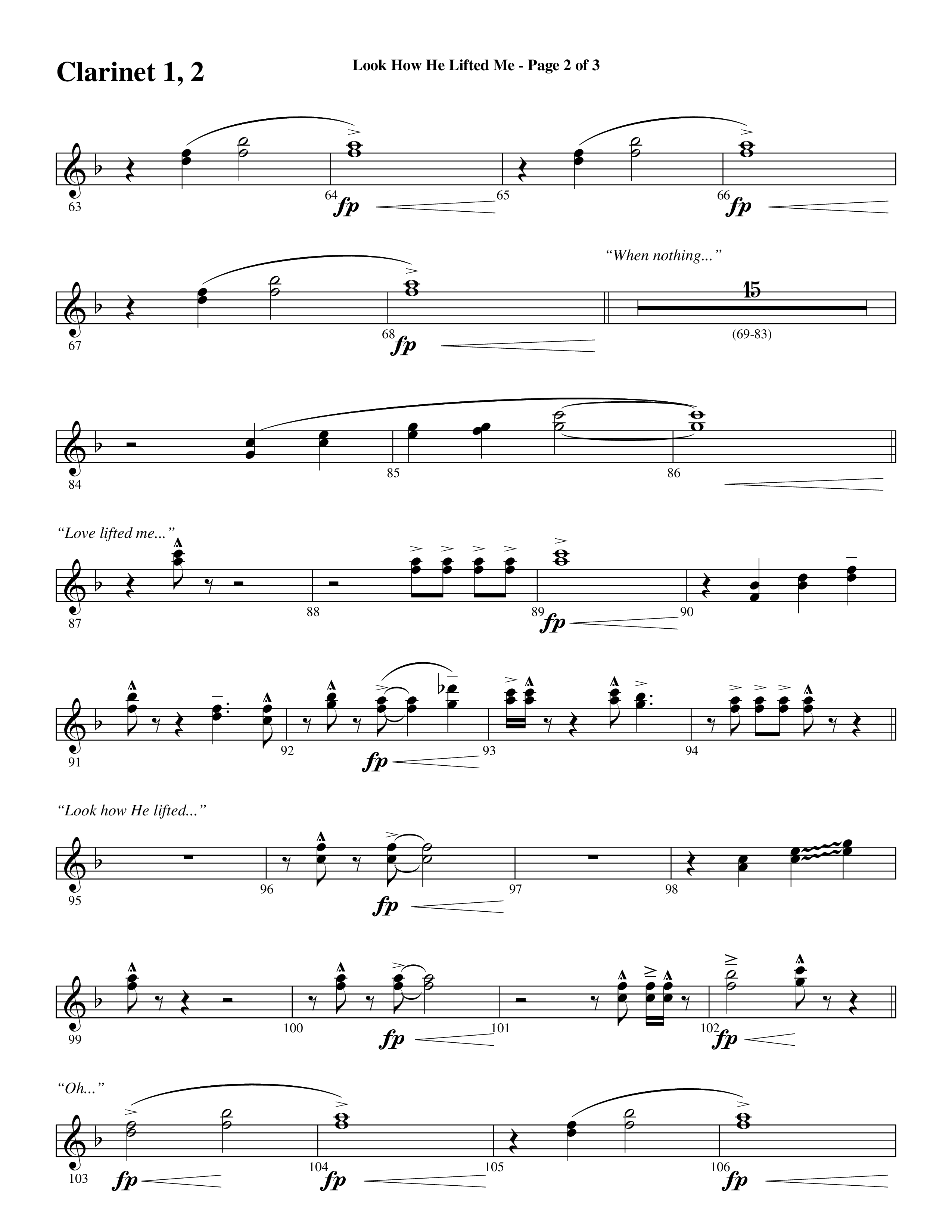 Look How He Lifted Me (with Love Lifted Me) (Choral Anthem SATB) Clarinet 1/2 (Word Music Choral / Arr. Marty Hamby)