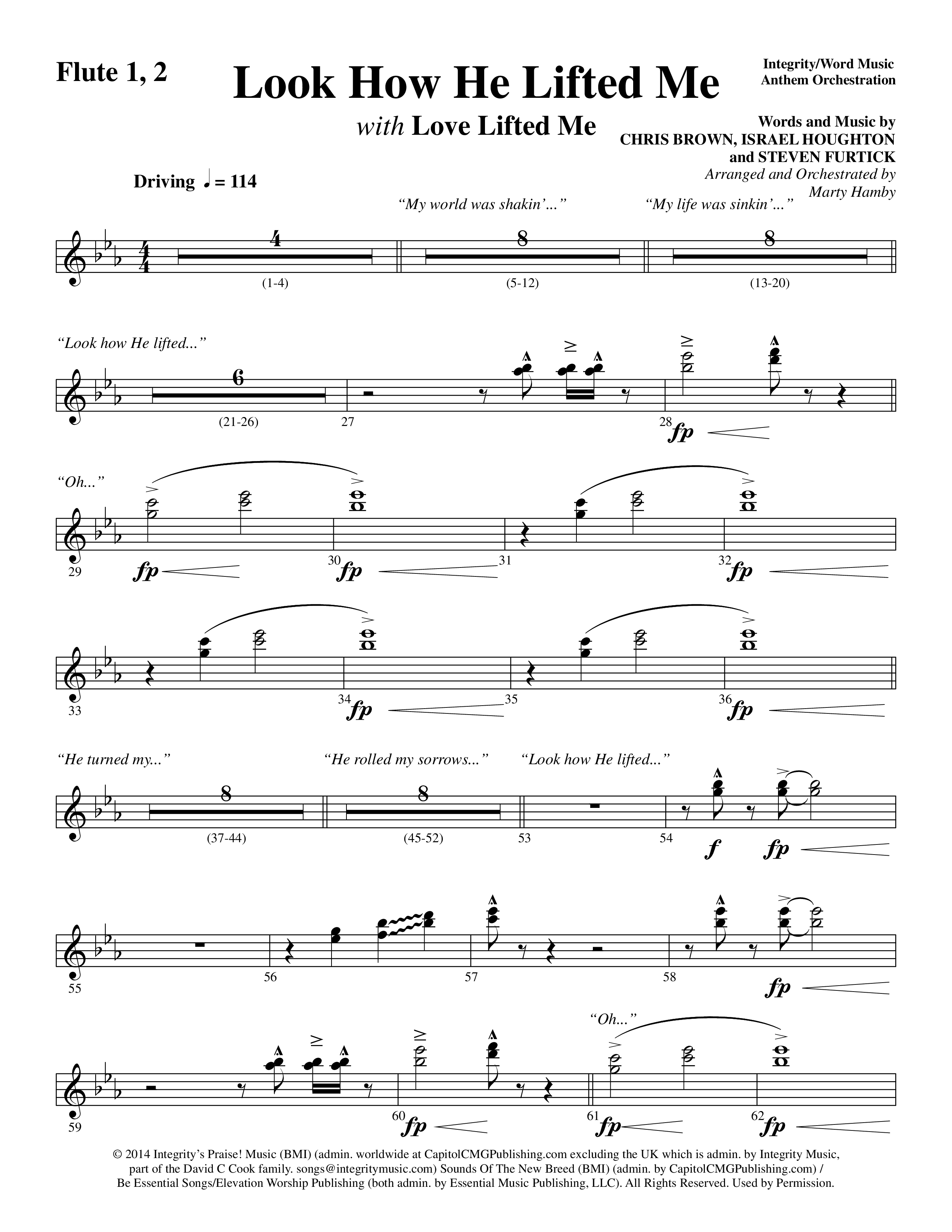 Look How He Lifted Me (with Love Lifted Me) (Choral Anthem SATB) Flute 1/2 (Word Music Choral / Arr. Marty Hamby)