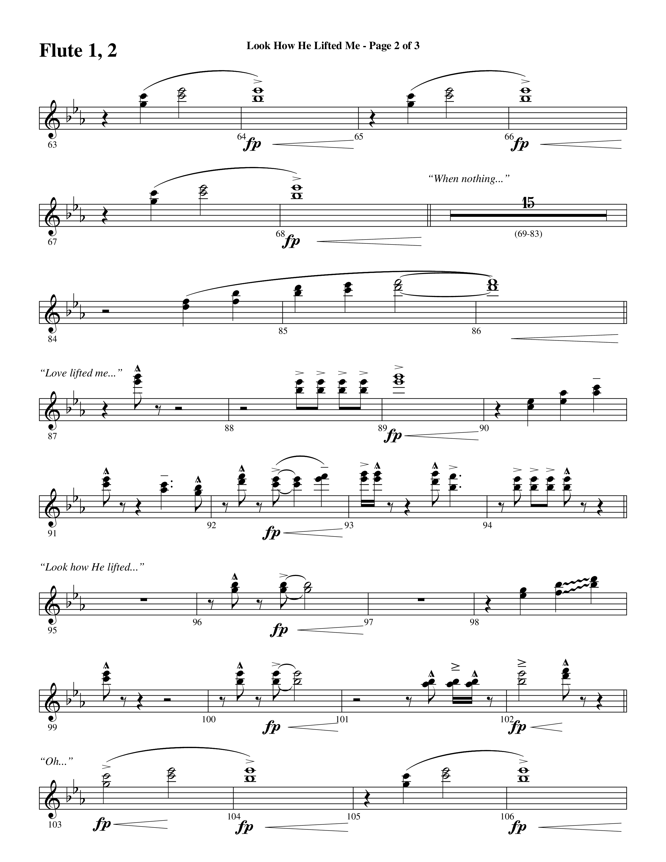 Look How He Lifted Me (with Love Lifted Me) (Choral Anthem SATB) Flute 1/2 (Word Music Choral / Arr. Marty Hamby)