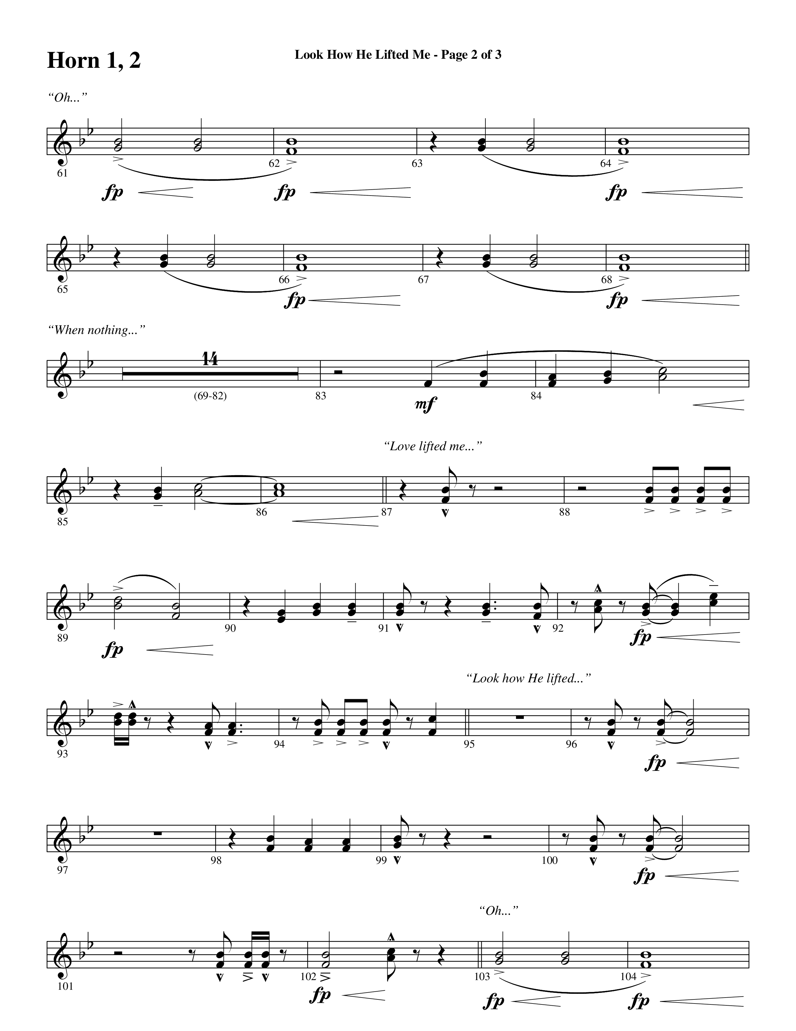 Look How He Lifted Me (with Love Lifted Me) (Choral Anthem SATB) French Horn 1/2 (Word Music Choral / Arr. Marty Hamby)