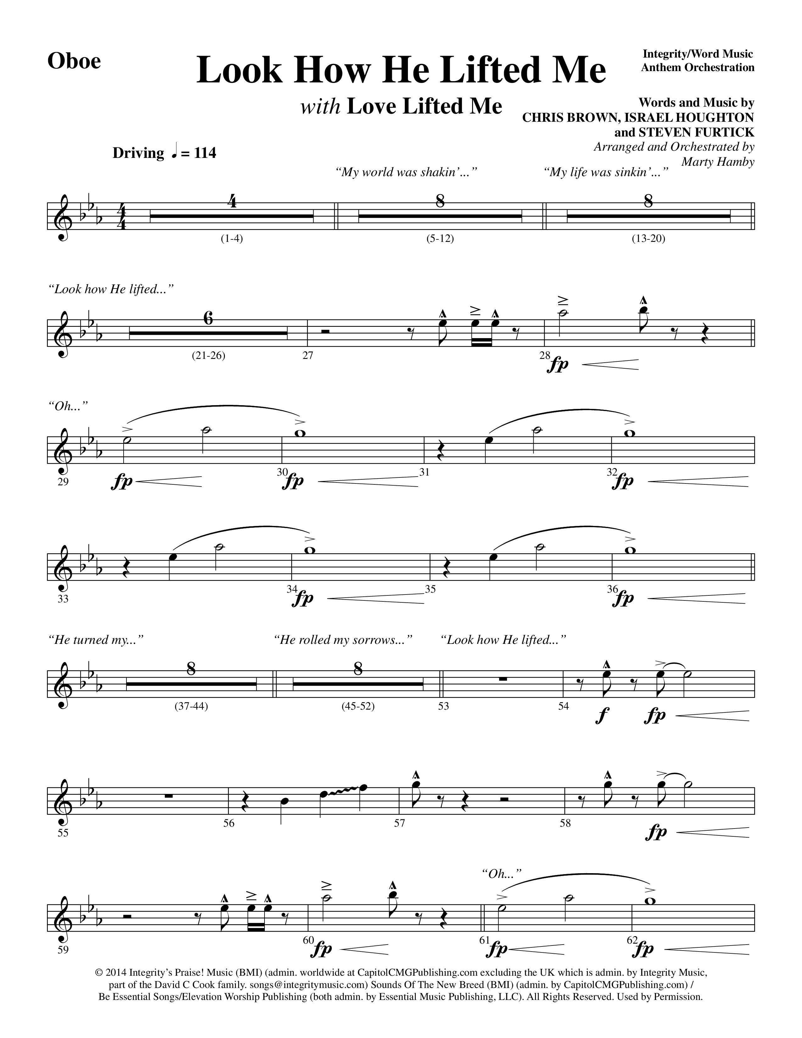 Look How He Lifted Me (with Love Lifted Me) (Choral Anthem SATB) Oboe (Word Music Choral / Arr. Marty Hamby)