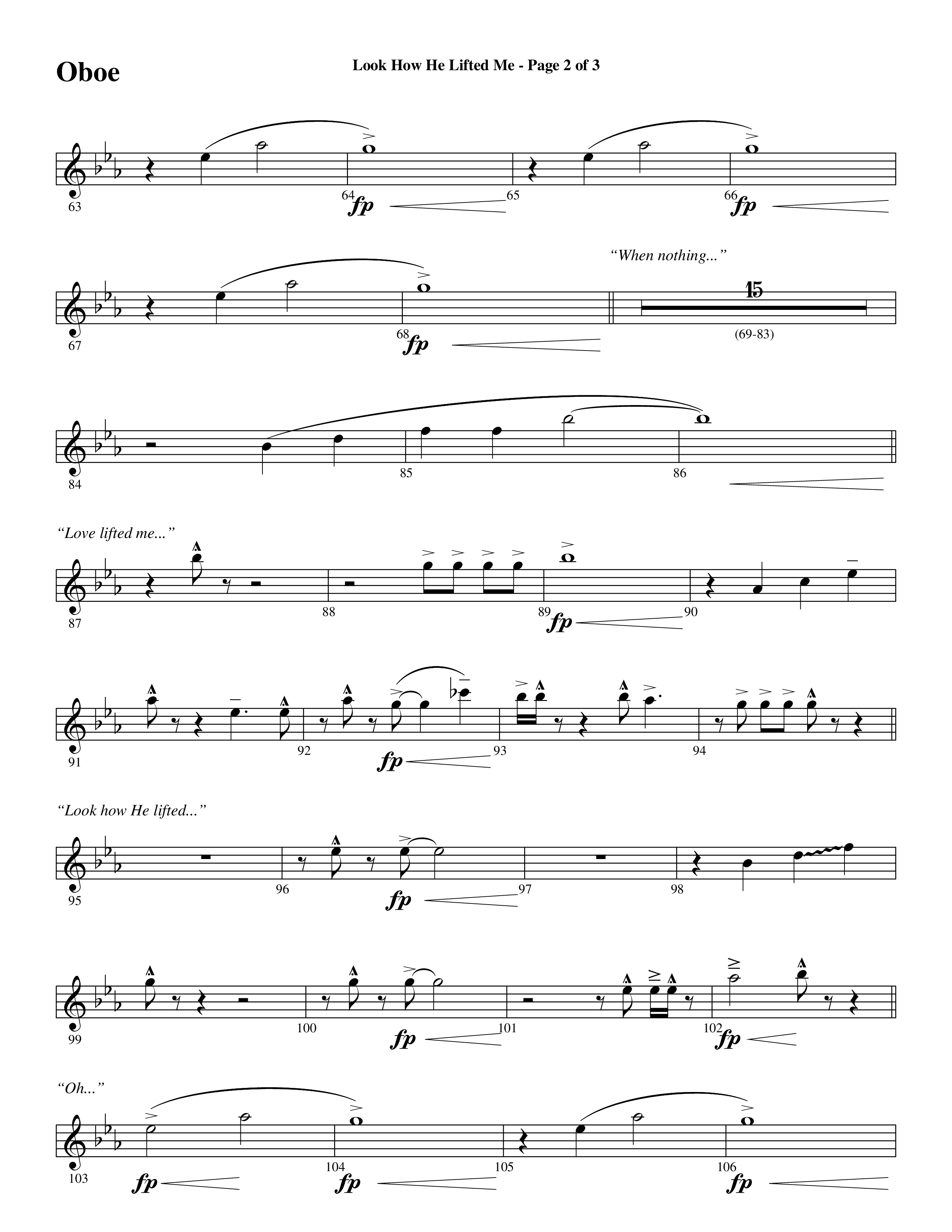 Look How He Lifted Me (with Love Lifted Me) (Choral Anthem SATB) Oboe (Word Music Choral / Arr. Marty Hamby)