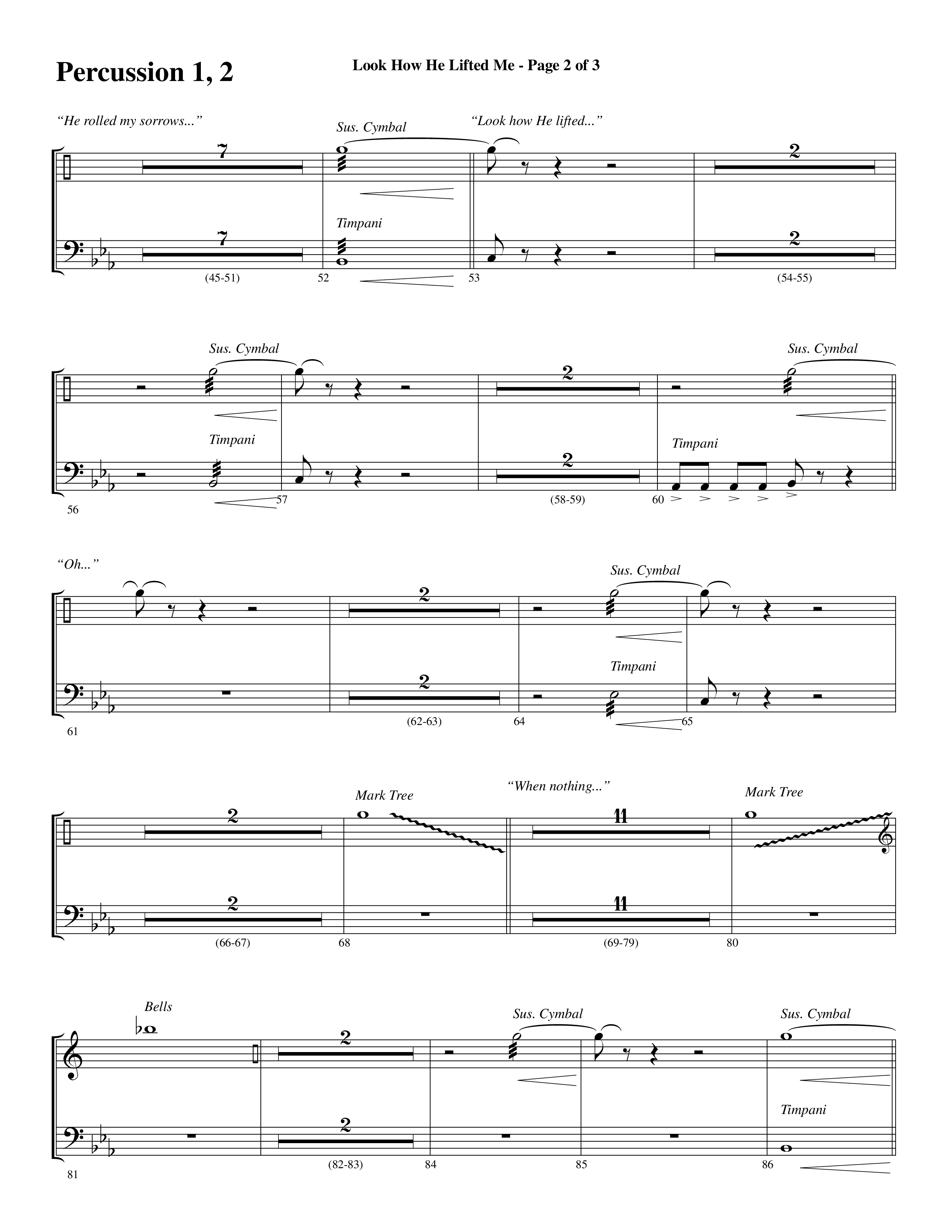 Look How He Lifted Me (with Love Lifted Me) (Choral Anthem SATB) Percussion 1/2 (Word Music Choral / Arr. Marty Hamby)
