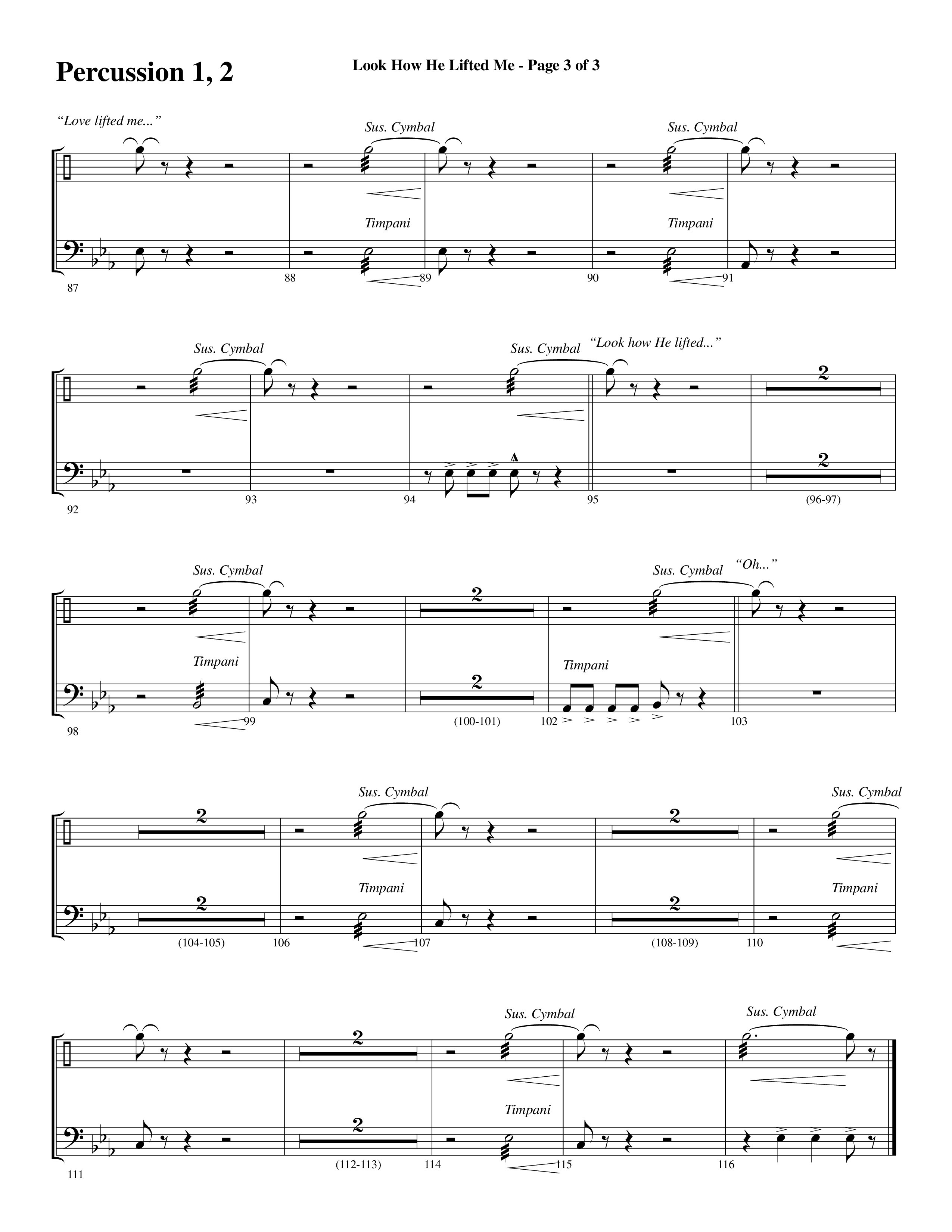 Look How He Lifted Me (with Love Lifted Me) (Choral Anthem SATB) Percussion 1/2 (Word Music Choral / Arr. Marty Hamby)