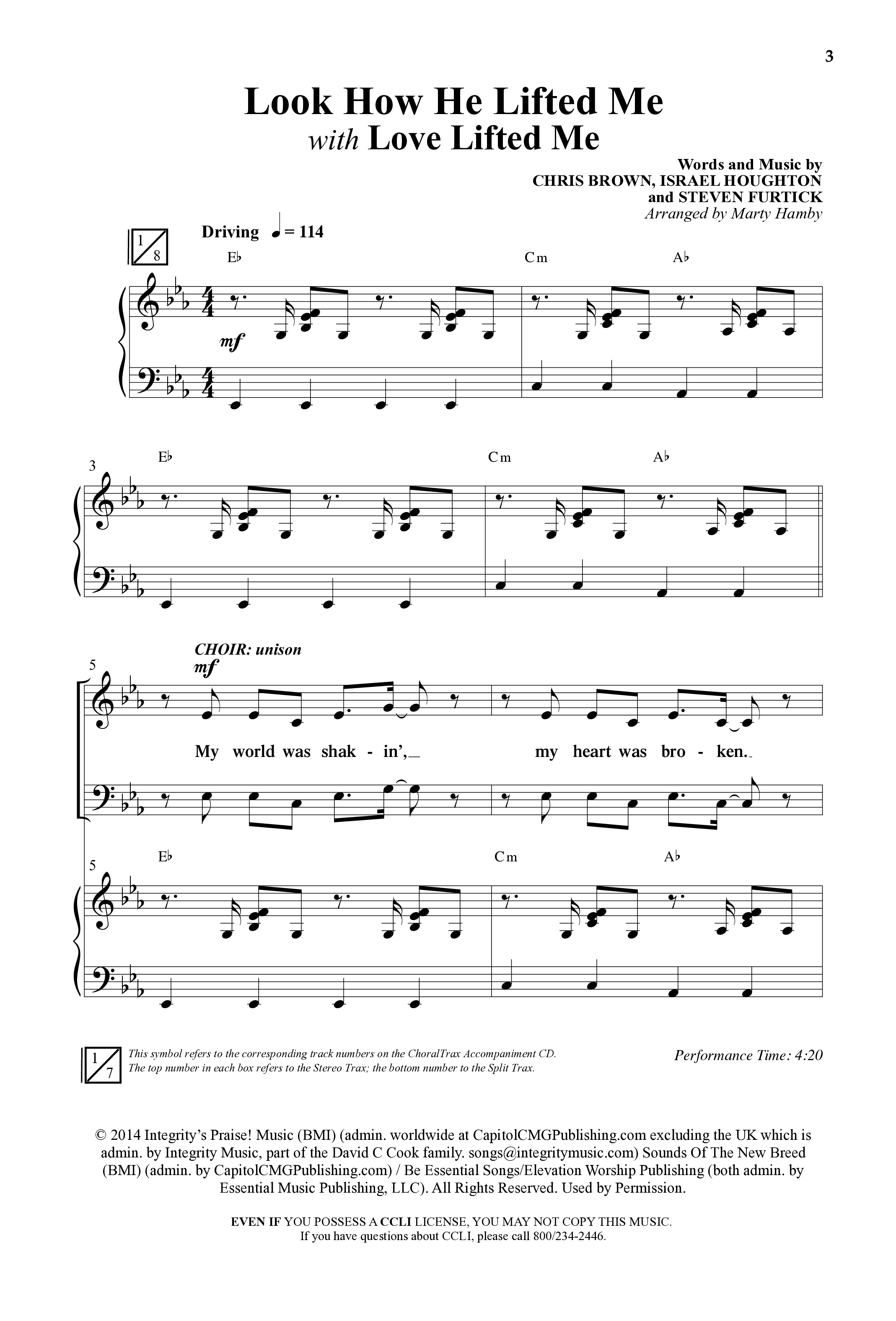 Look How He Lifted Me (with Love Lifted Me) (Choral Anthem SATB) Anthem (SATB/Piano) (Word Music Choral / Arr. Marty Hamby)