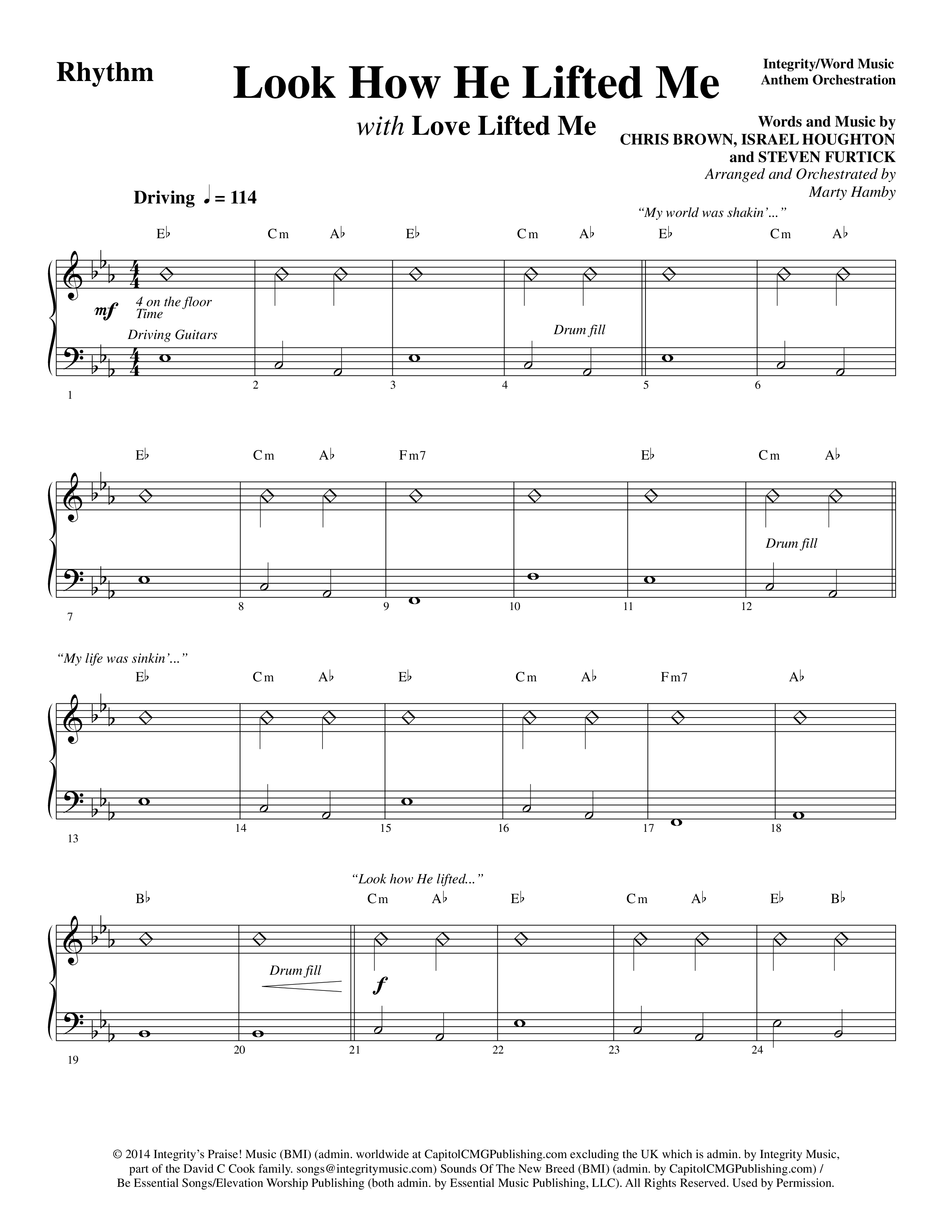 Look How He Lifted Me (with Love Lifted Me) (Choral Anthem SATB) Rhythm Chart (Word Music Choral / Arr. Marty Hamby)