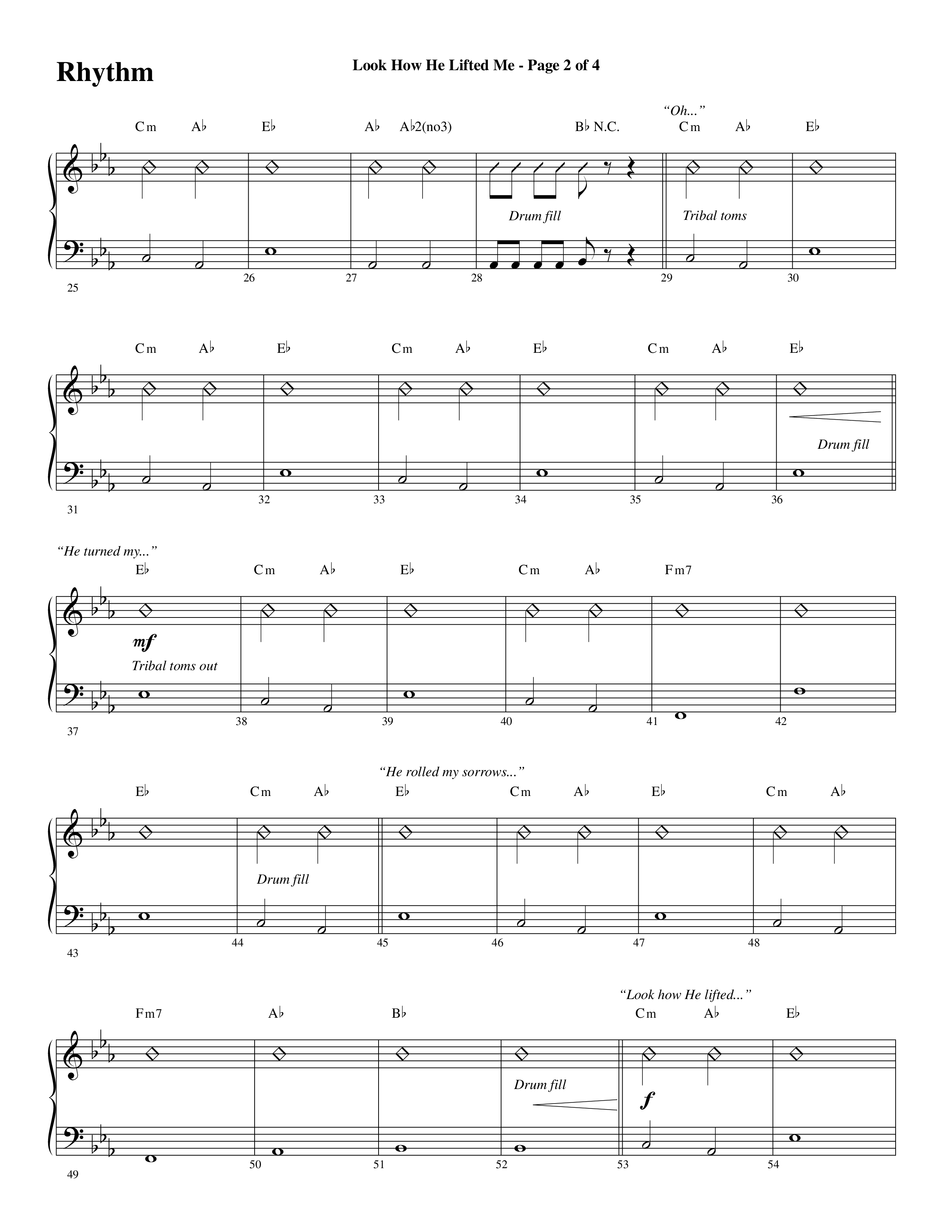 Look How He Lifted Me (with Love Lifted Me) (Choral Anthem SATB) Rhythm Chart (Word Music Choral / Arr. Marty Hamby)