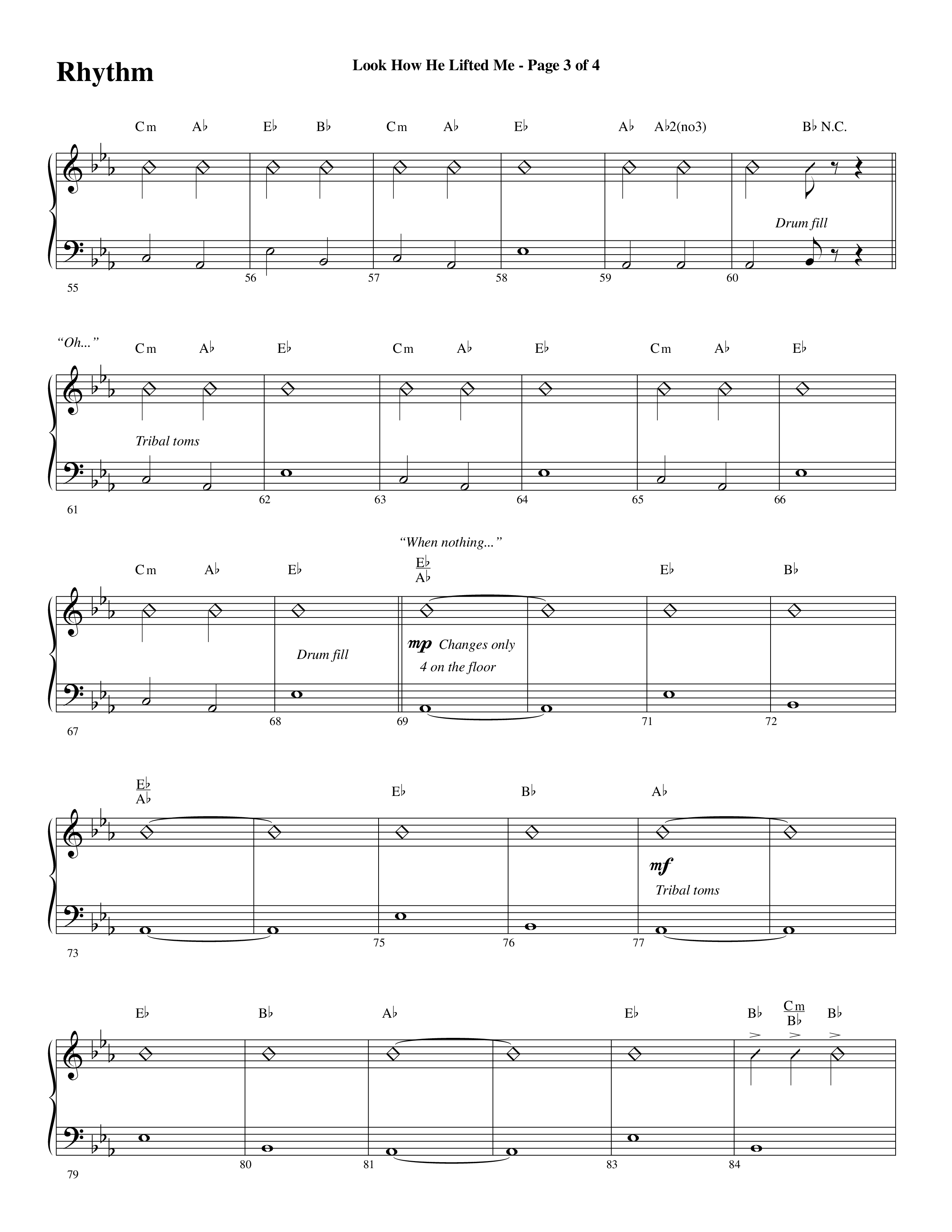 Look How He Lifted Me (with Love Lifted Me) (Choral Anthem SATB) Rhythm Chart (Word Music Choral / Arr. Marty Hamby)