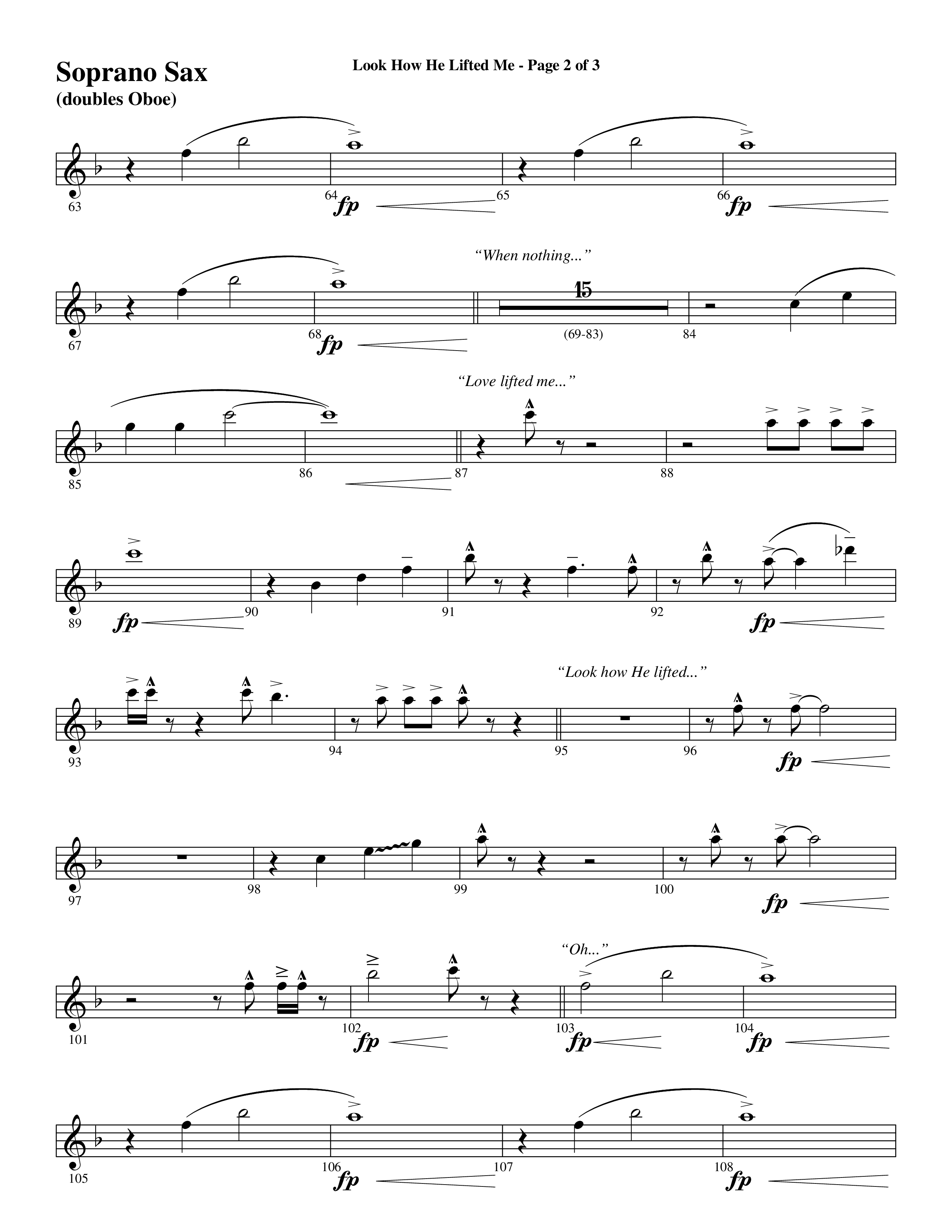 Look How He Lifted Me (with Love Lifted Me) (Choral Anthem SATB) Soprano Sax (Word Music Choral / Arr. Marty Hamby)