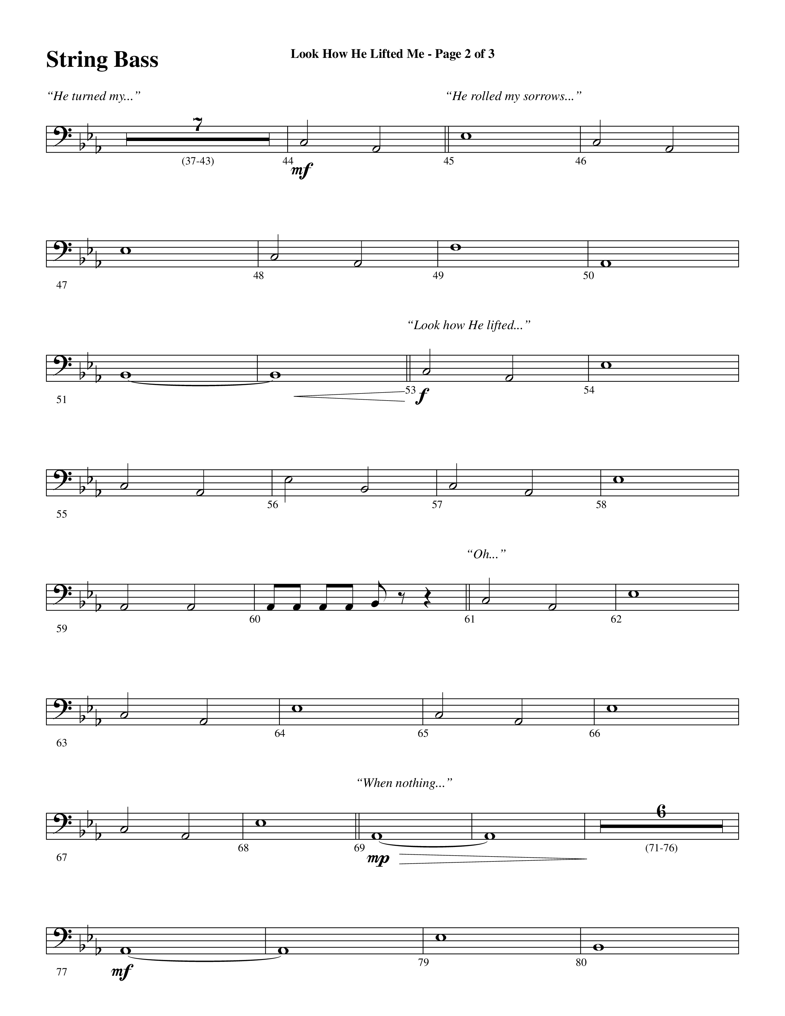 Look How He Lifted Me (with Love Lifted Me) (Choral Anthem SATB) String Bass (Word Music Choral / Arr. Marty Hamby)