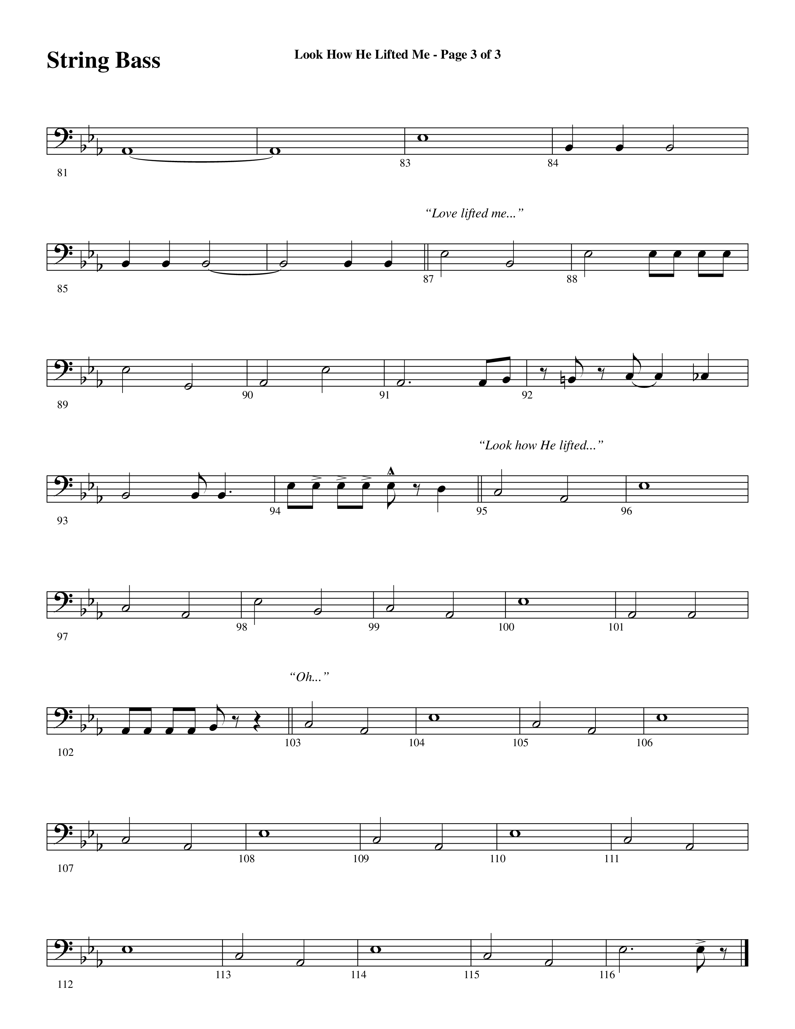 Look How He Lifted Me (with Love Lifted Me) (Choral Anthem SATB) String Bass (Word Music Choral / Arr. Marty Hamby)