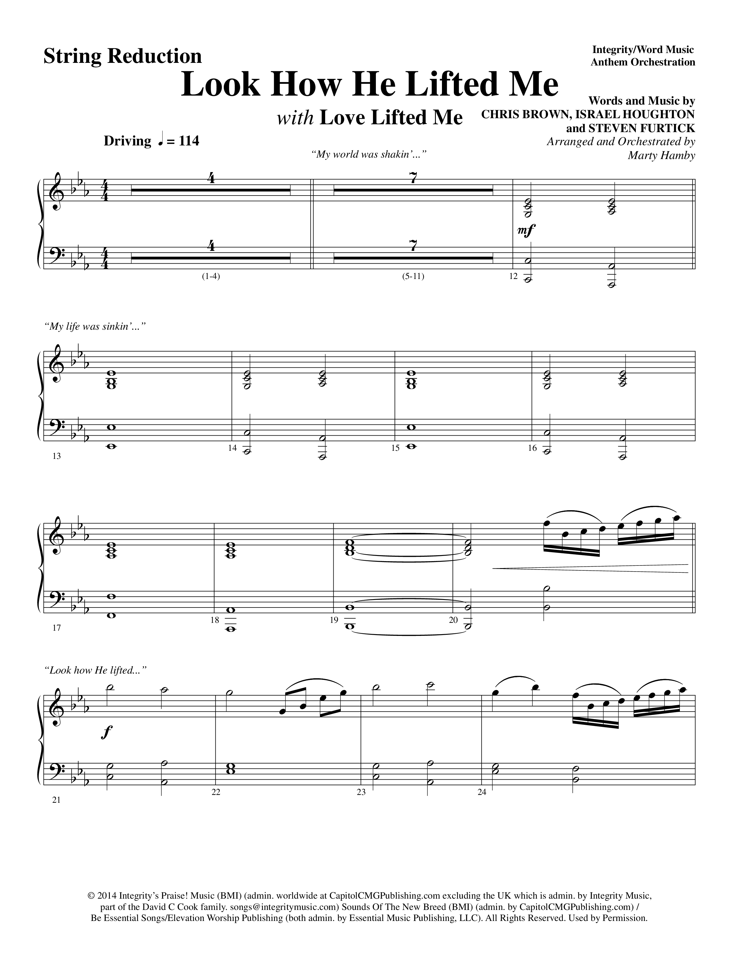 Look How He Lifted Me (with Love Lifted Me) (Choral Anthem SATB) String Reduction (Word Music Choral / Arr. Marty Hamby)