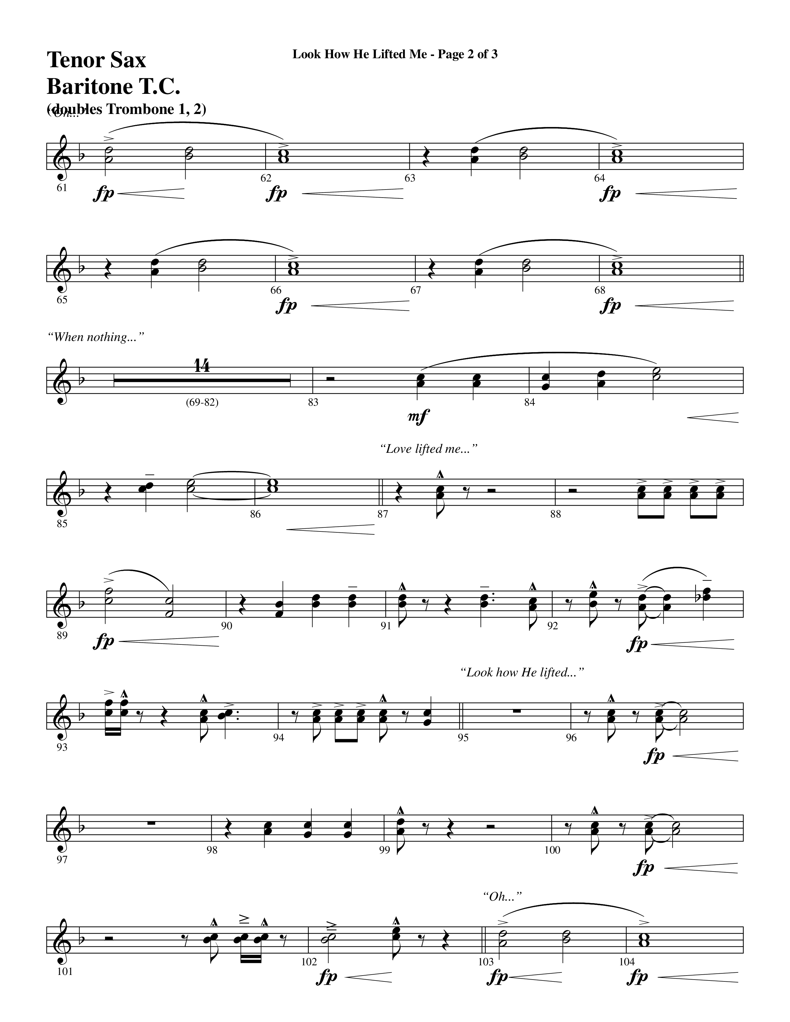 Look How He Lifted Me (with Love Lifted Me) (Choral Anthem SATB) Tenor Sax/Baritone T.C. (Word Music Choral / Arr. Marty Hamby)