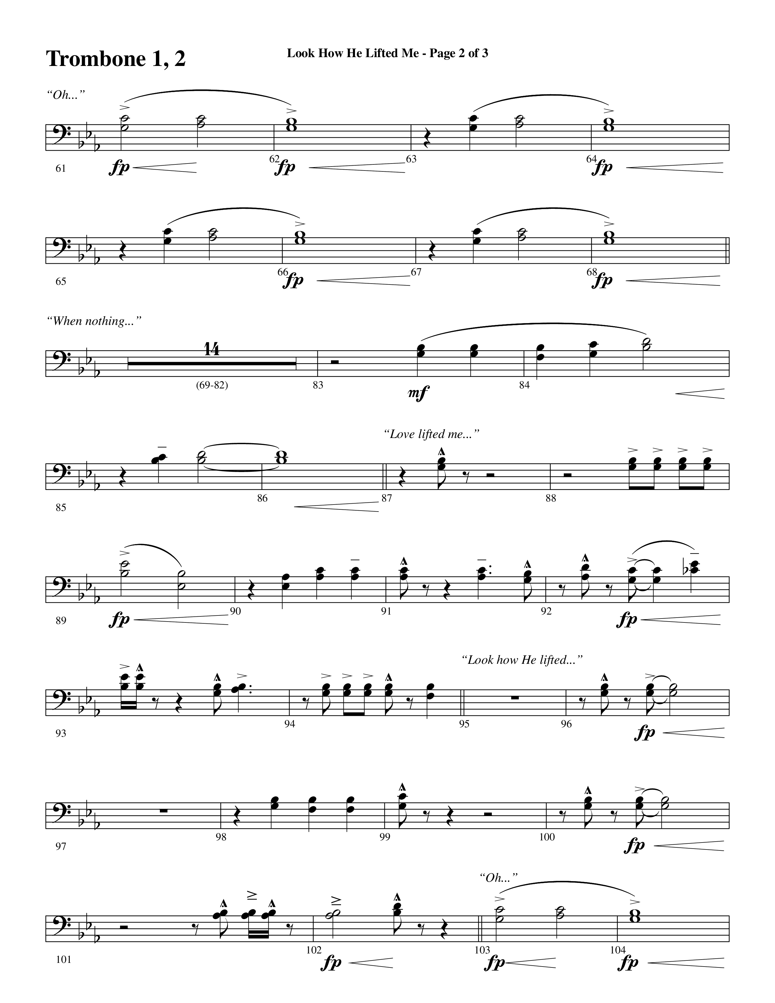 Look How He Lifted Me (with Love Lifted Me) (Choral Anthem SATB) Trombone 1/2 (Word Music Choral / Arr. Marty Hamby)
