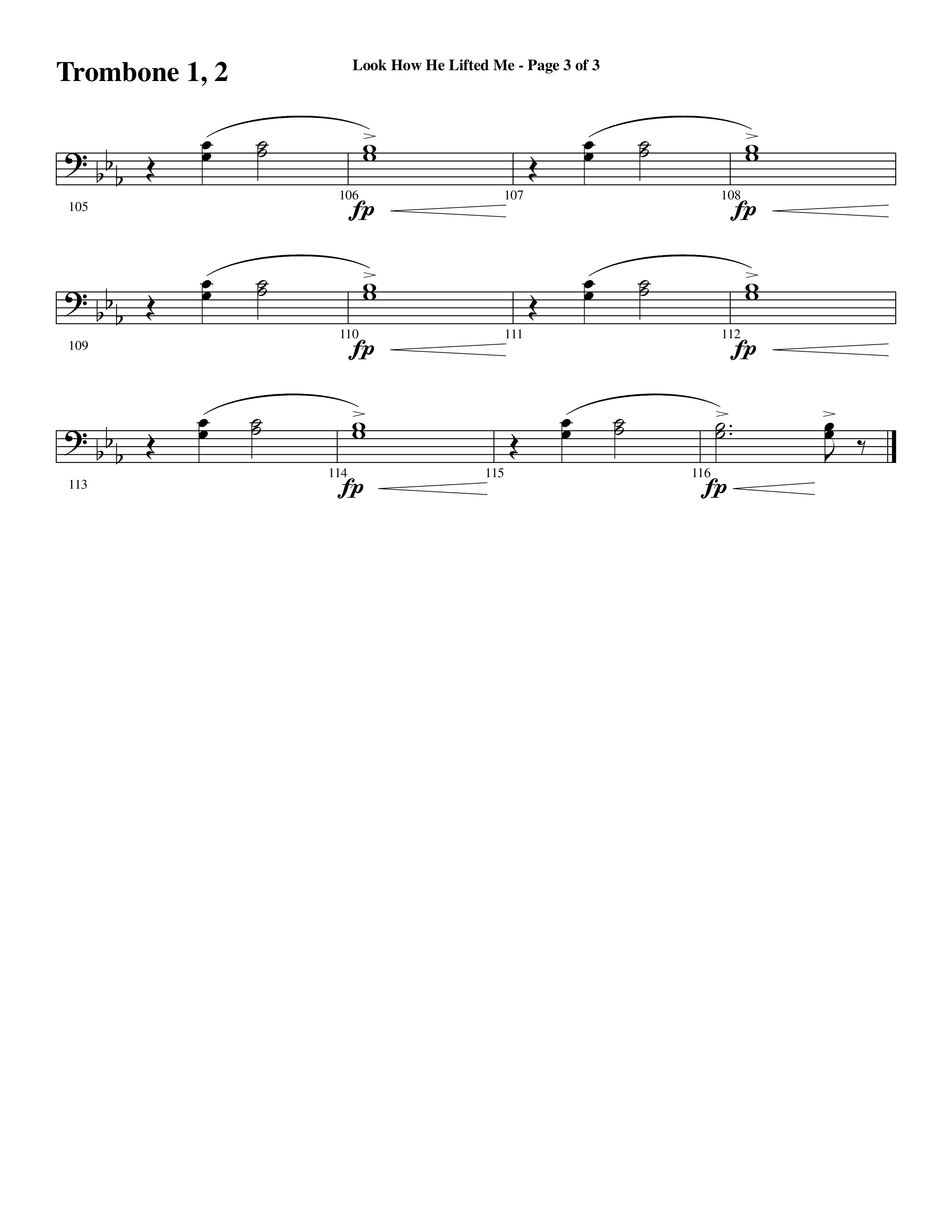 Look How He Lifted Me (with Love Lifted Me) (Choral Anthem SATB) Trombone 1/2 (Word Music Choral / Arr. Marty Hamby)