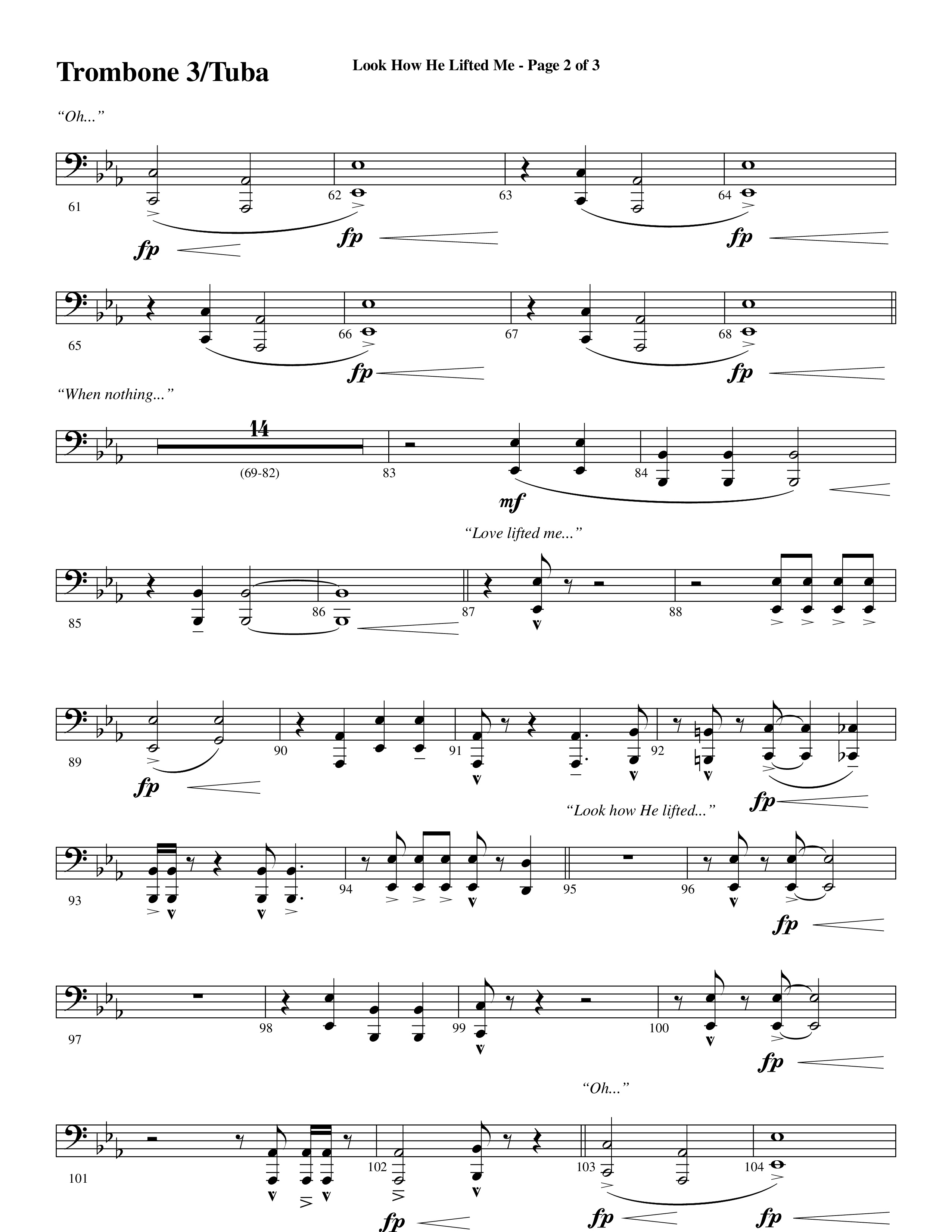 Look How He Lifted Me (with Love Lifted Me) (Choral Anthem SATB) Trombone 3/Tuba (Word Music Choral / Arr. Marty Hamby)