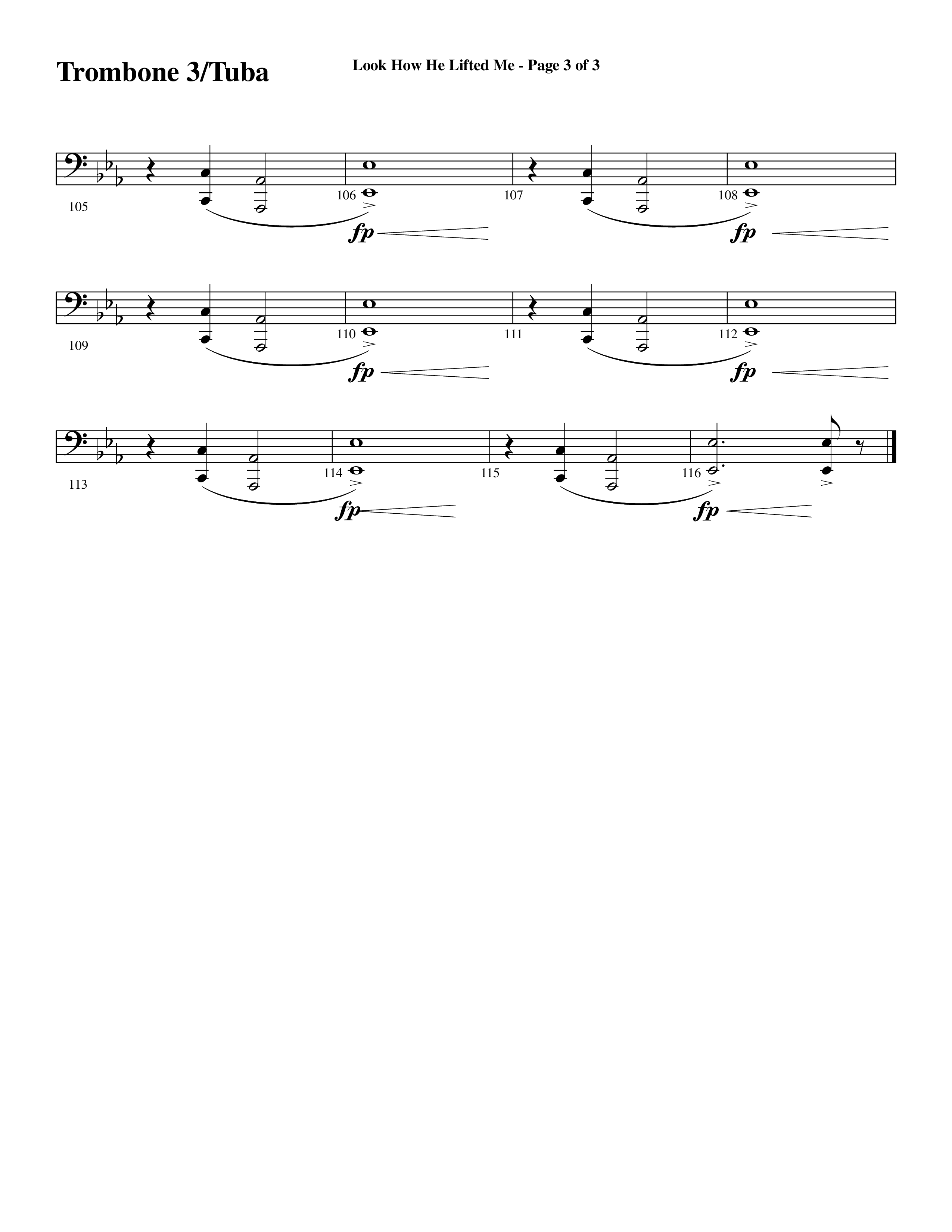 Look How He Lifted Me (with Love Lifted Me) (Choral Anthem SATB) Trombone 3/Tuba (Word Music Choral / Arr. Marty Hamby)