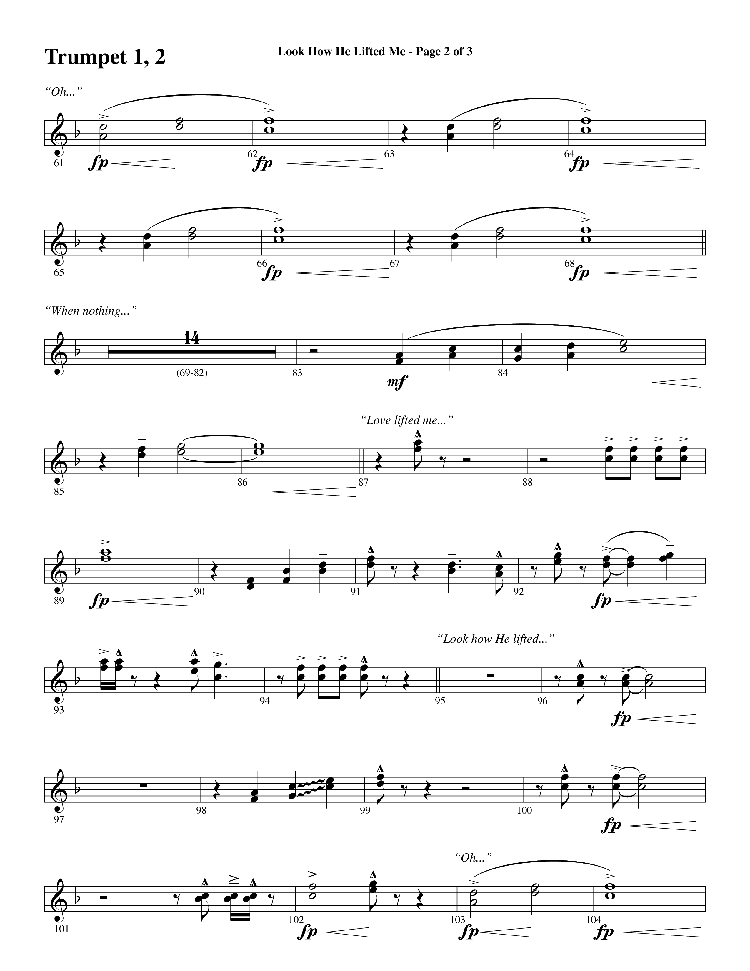 Look How He Lifted Me (with Love Lifted Me) (Choral Anthem SATB) Trumpet 1,2 (Word Music Choral / Arr. Marty Hamby)