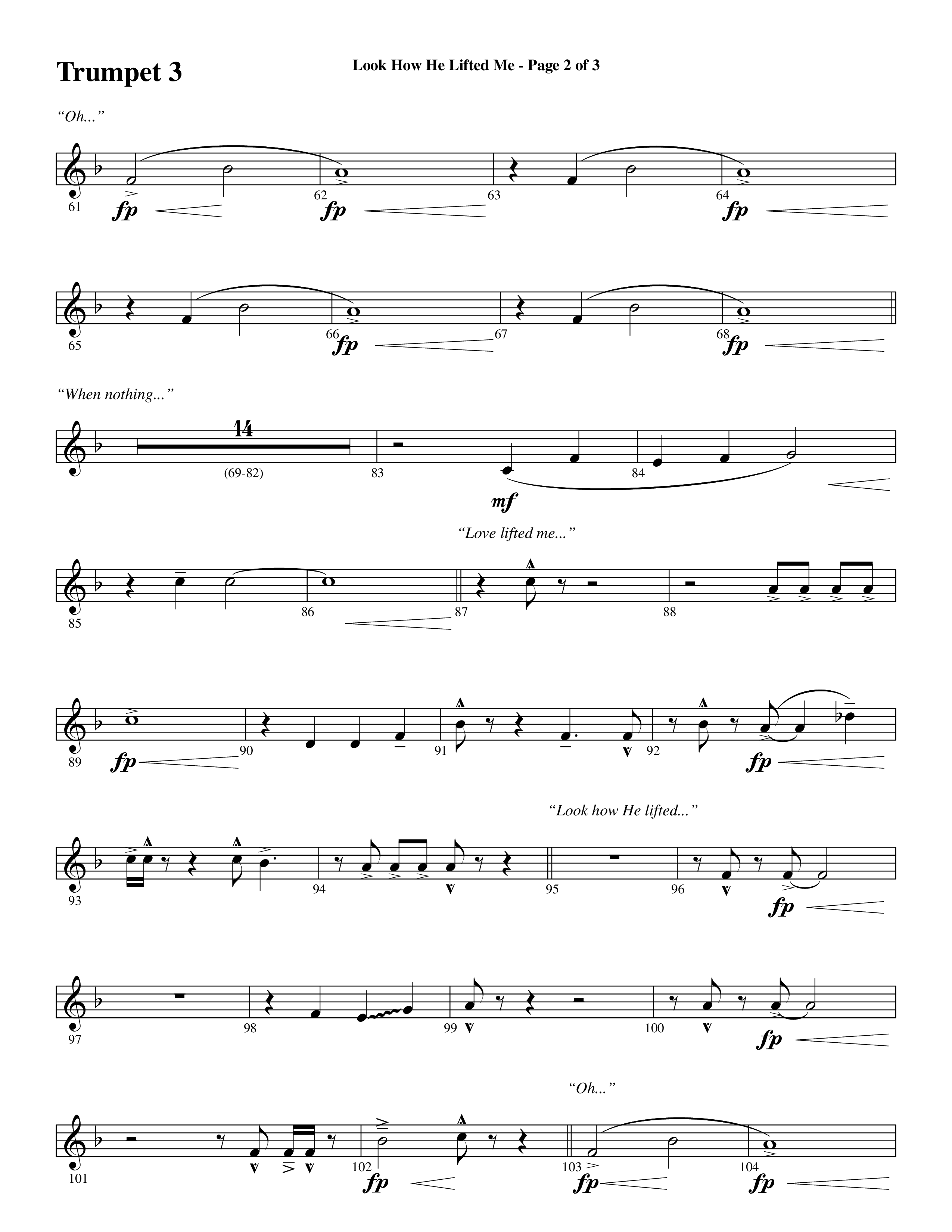 Look How He Lifted Me (with Love Lifted Me) (Choral Anthem SATB) Trumpet 3 (Word Music Choral / Arr. Marty Hamby)